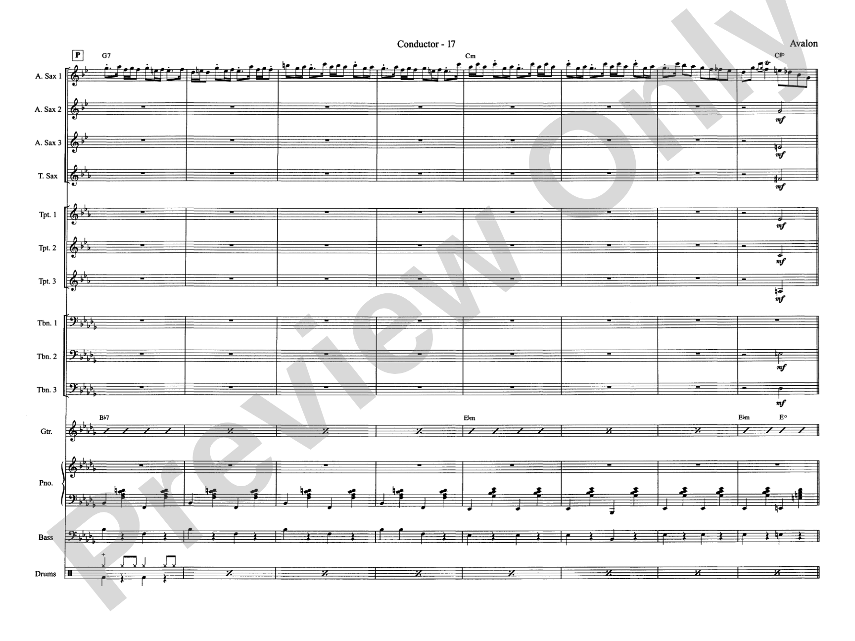 Avalon: Jazz Ensemble Conductor Score & Parts
