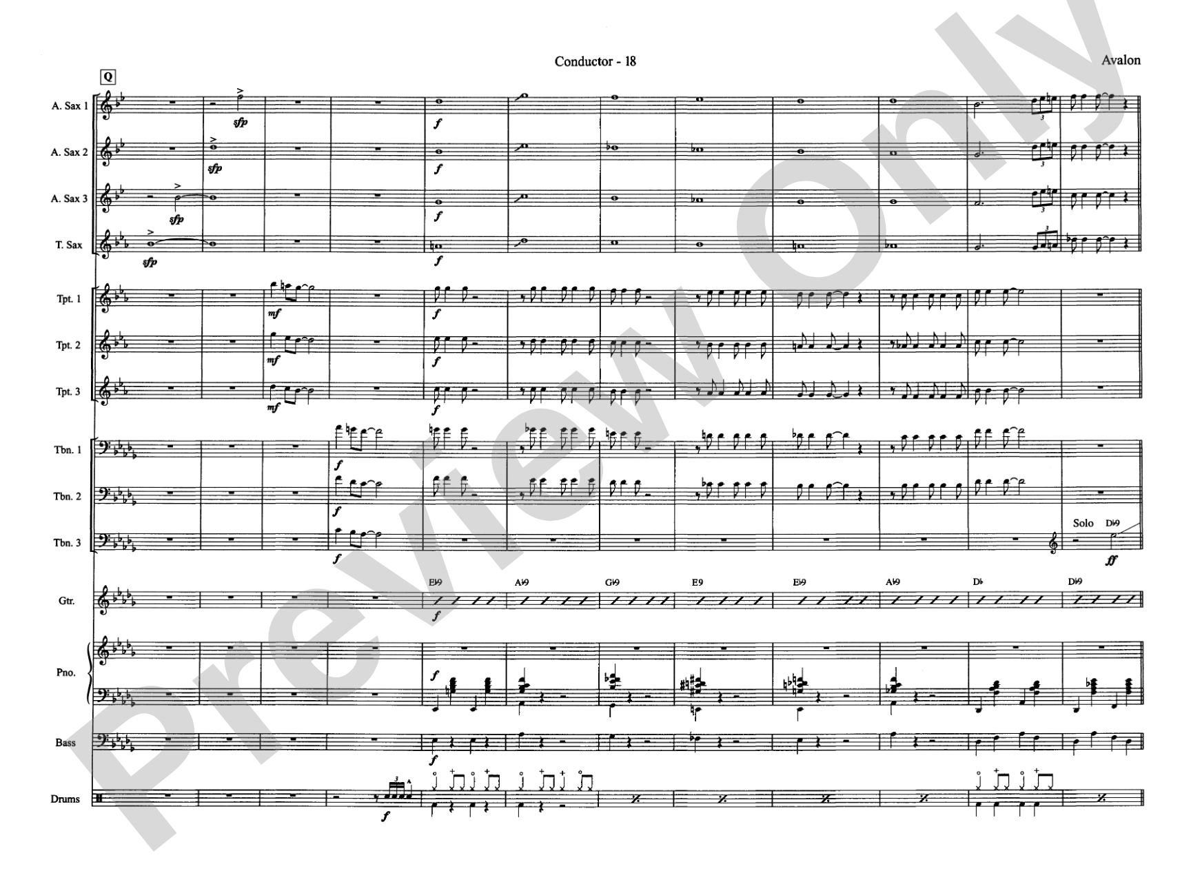 Avalon: Jazz Ensemble Conductor Score & Parts