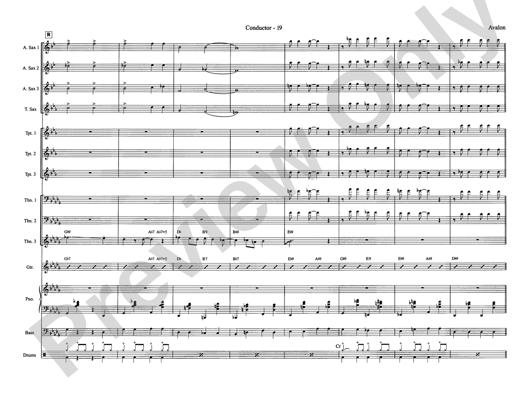 Avalon: Jazz Ensemble Conductor Score & Parts