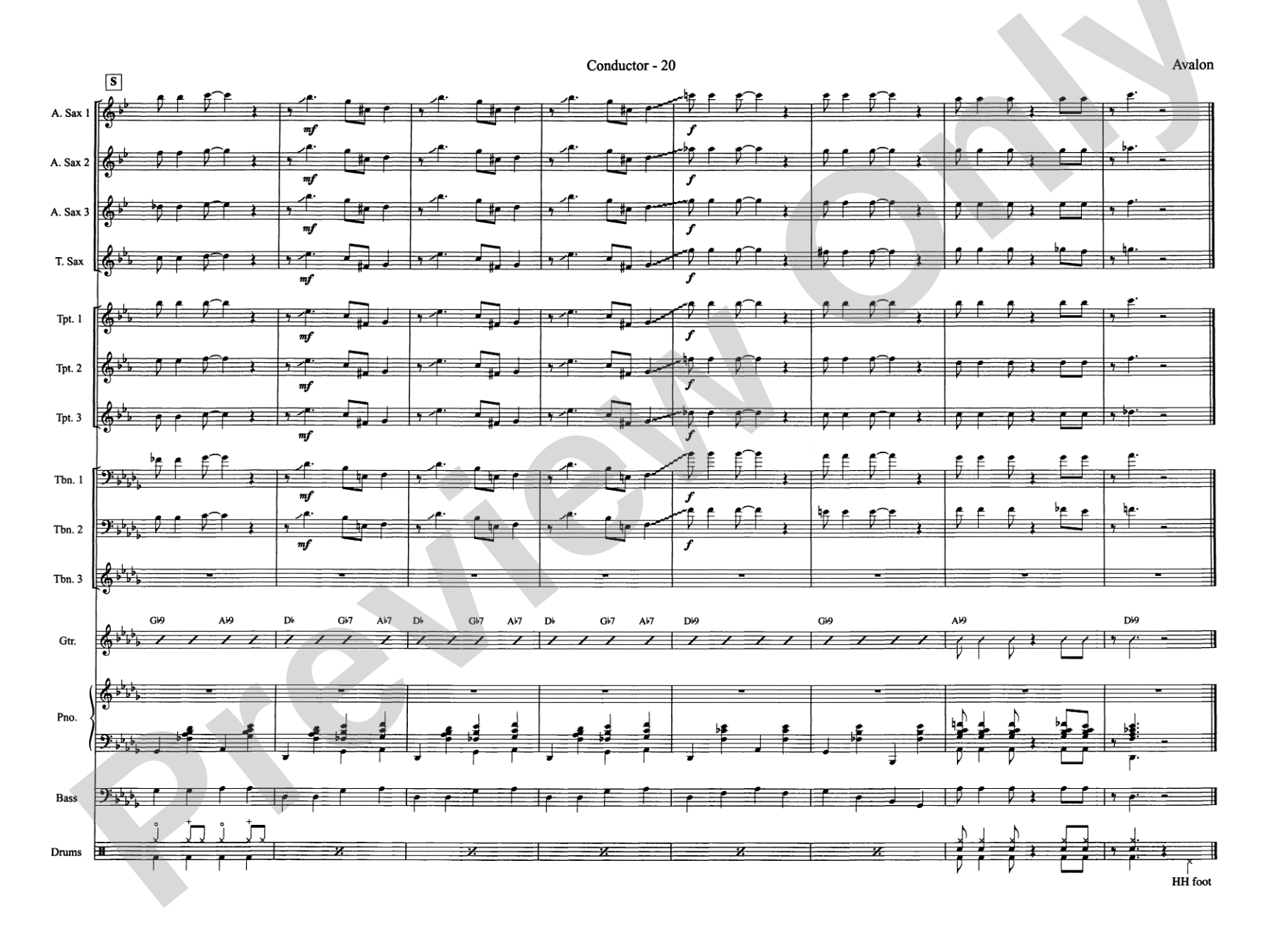 Avalon: Jazz Ensemble Conductor Score & Parts