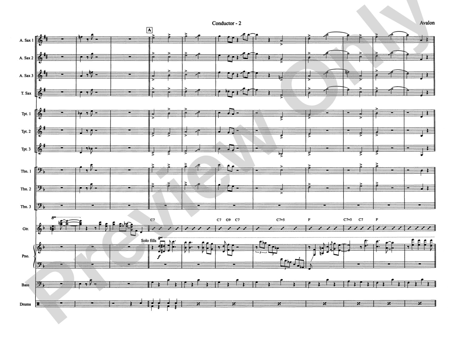 Avalon: Jazz Ensemble Conductor Score & Parts