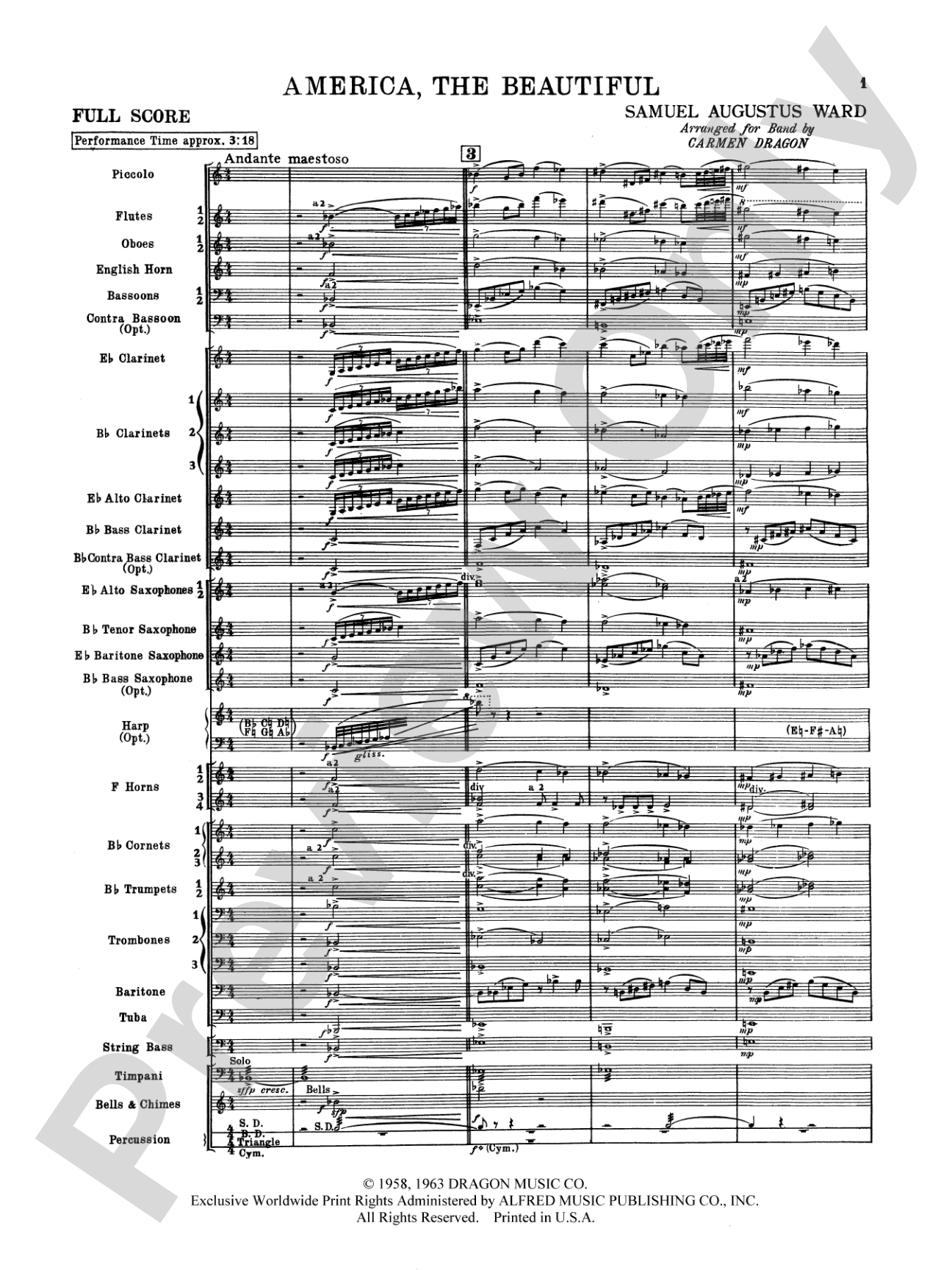 America the Beautiful: Concert Band Conductor Score & Parts