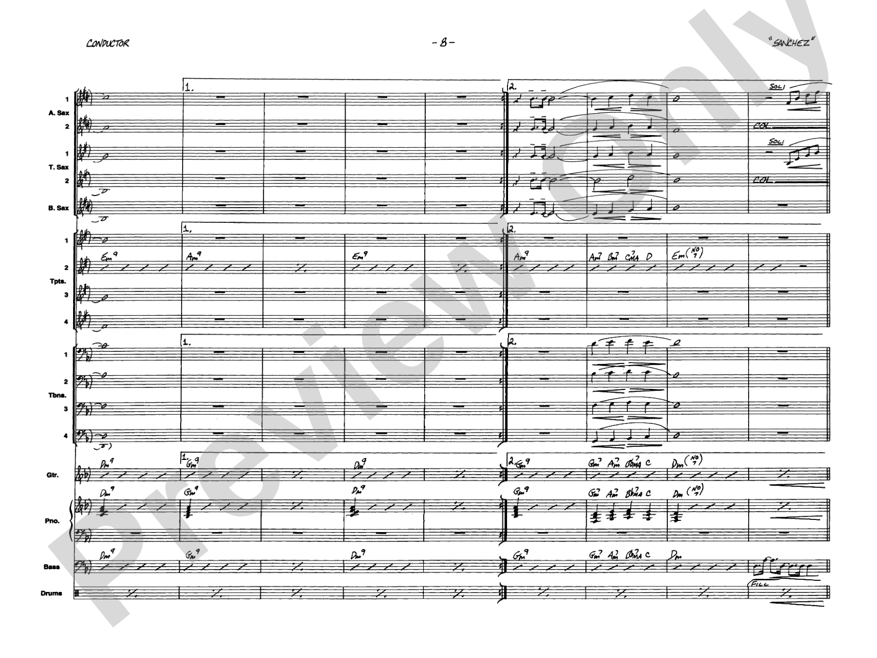 Children of Sanchez: Jazz Ensemble Conductor Score & Parts