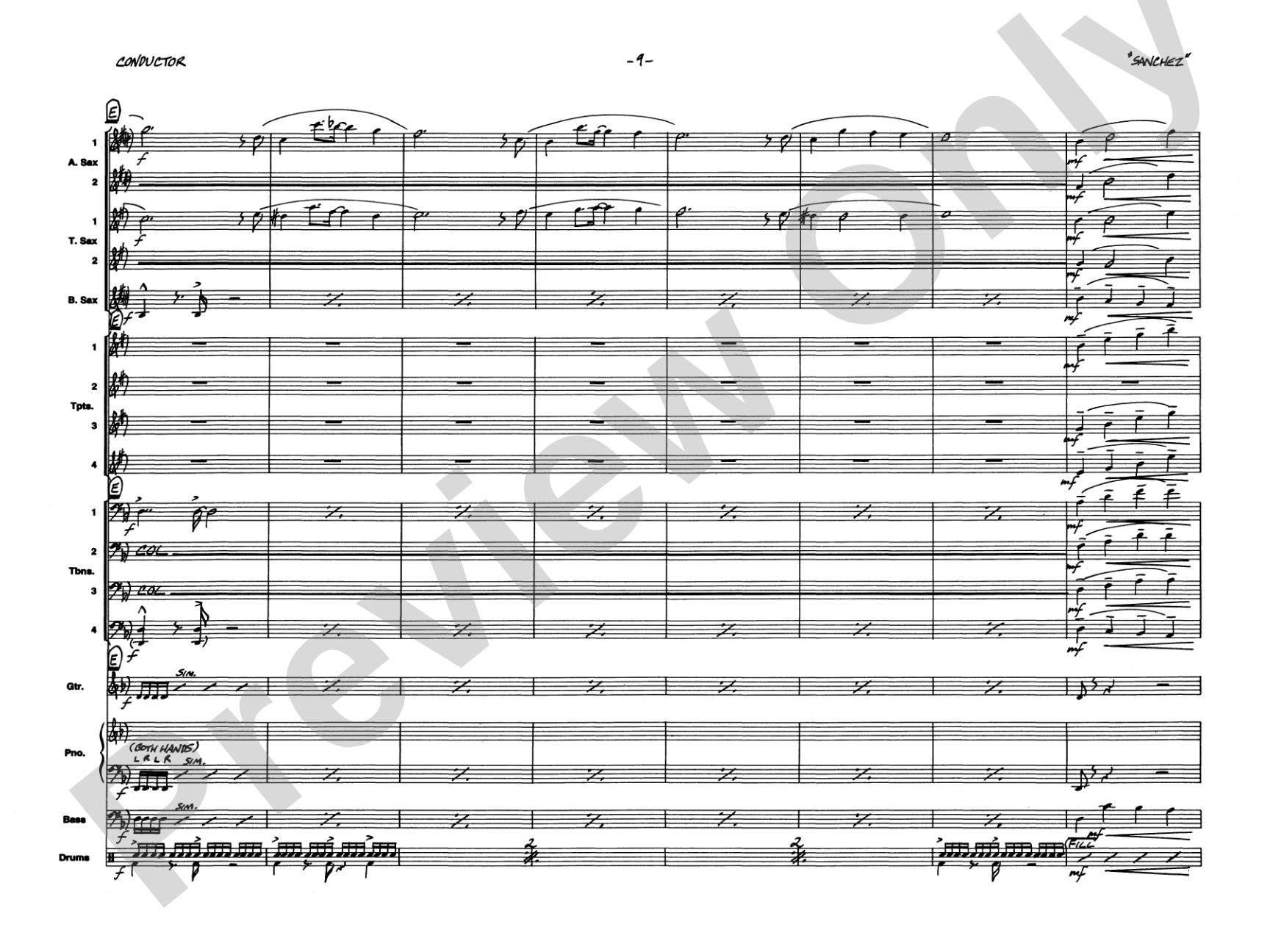 Children of Sanchez: Jazz Ensemble Conductor Score & Parts