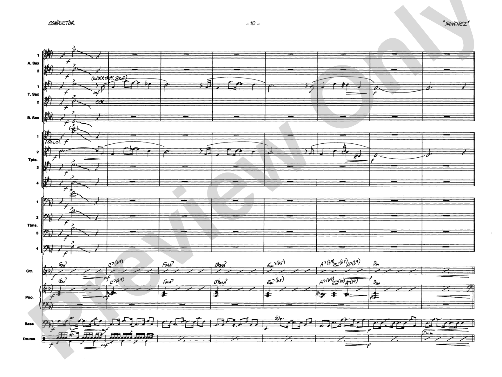 Children of Sanchez: Jazz Ensemble Conductor Score & Parts