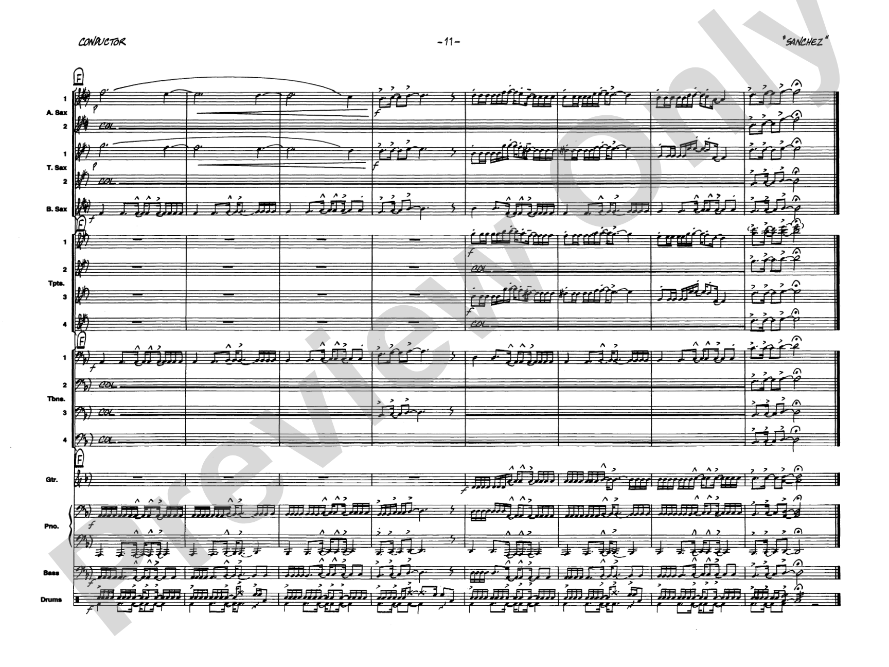 Children of Sanchez: Jazz Ensemble Conductor Score & Parts