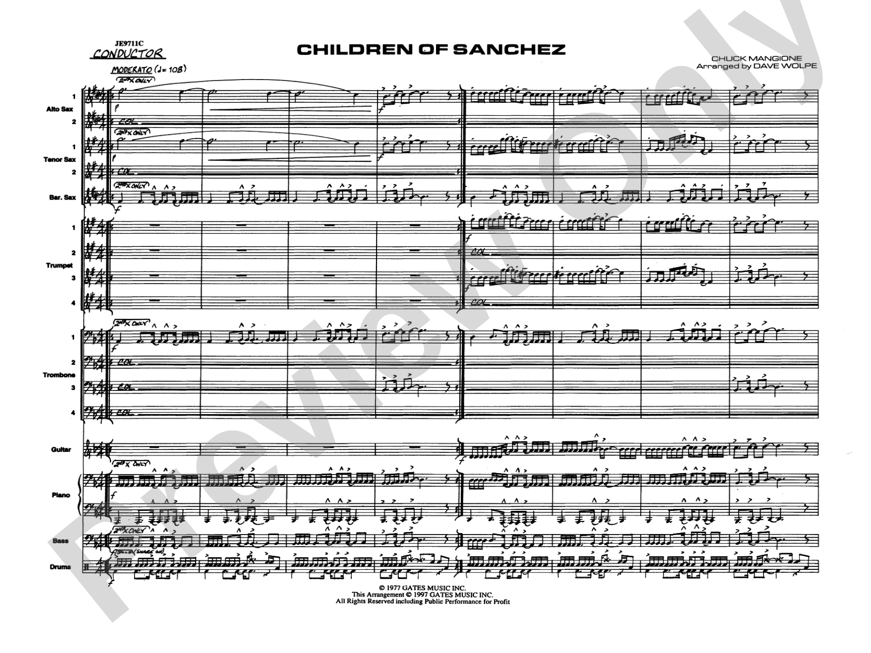 Children of Sanchez: Jazz Ensemble Conductor Score & Parts
