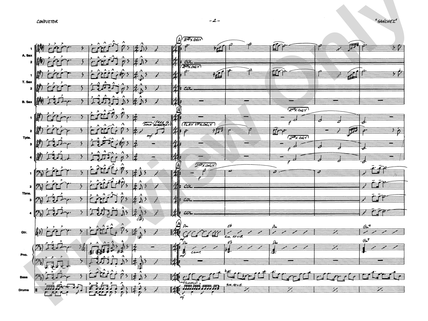 Children of Sanchez: Jazz Ensemble Conductor Score & Parts