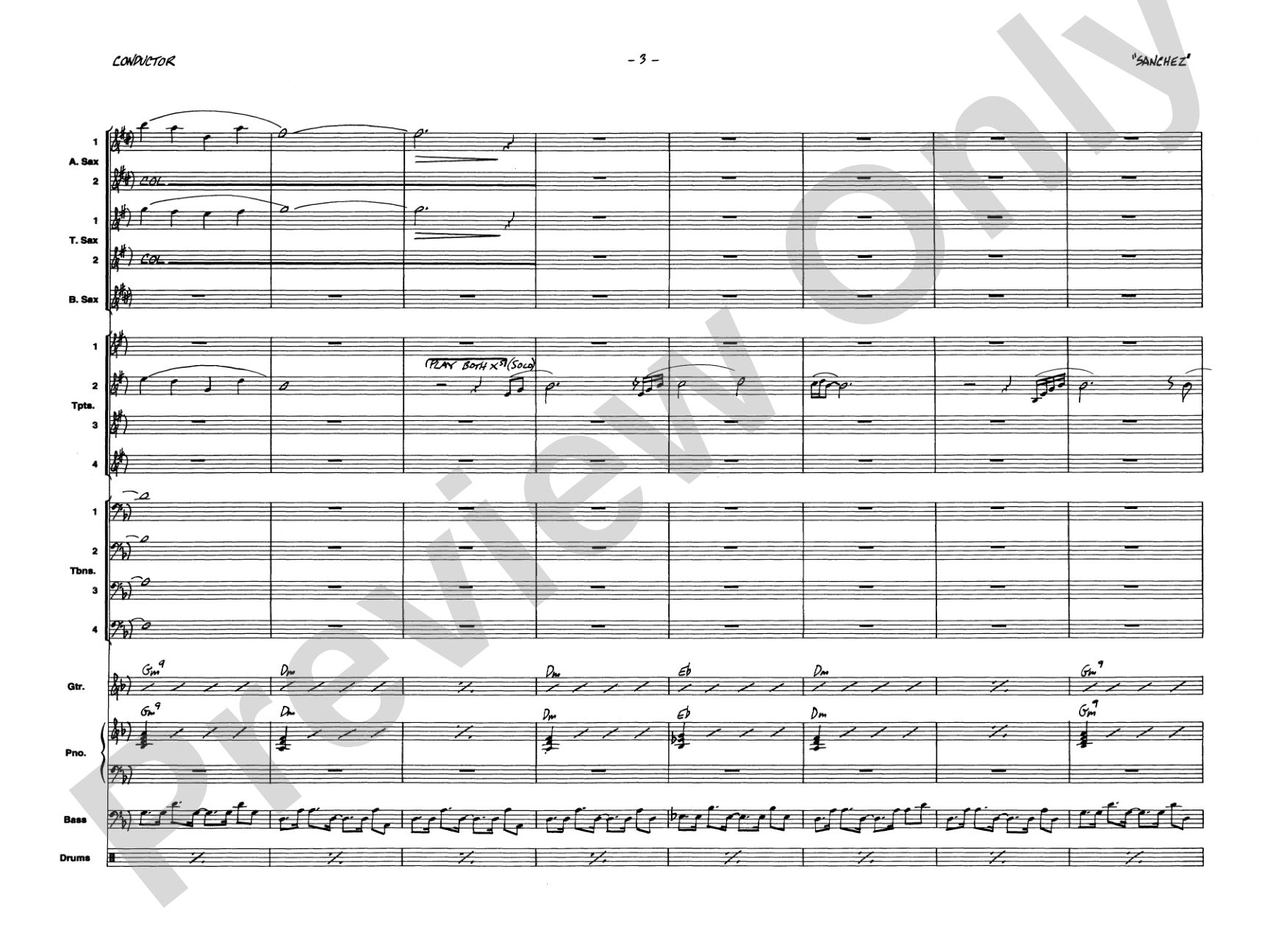 Children of Sanchez: Jazz Ensemble Conductor Score & Parts