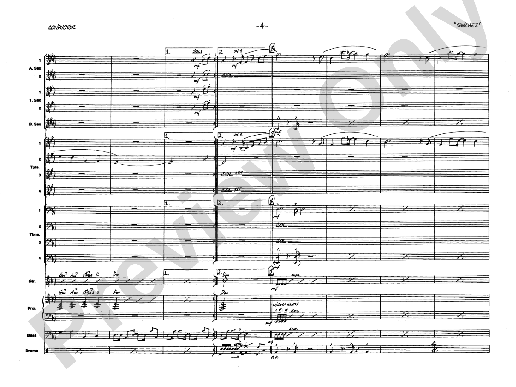 Children of Sanchez: Jazz Ensemble Conductor Score & Parts