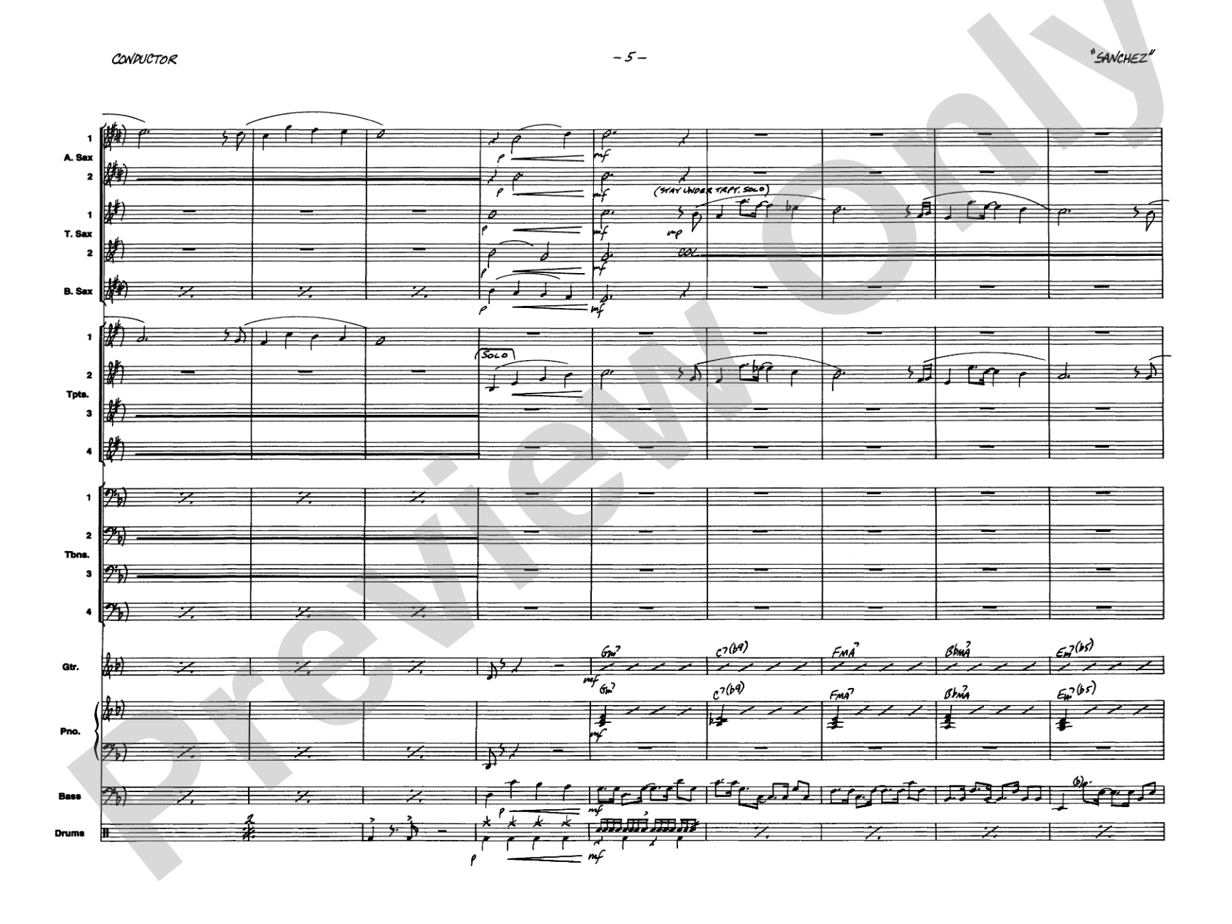 Children of Sanchez: Jazz Ensemble Conductor Score & Parts