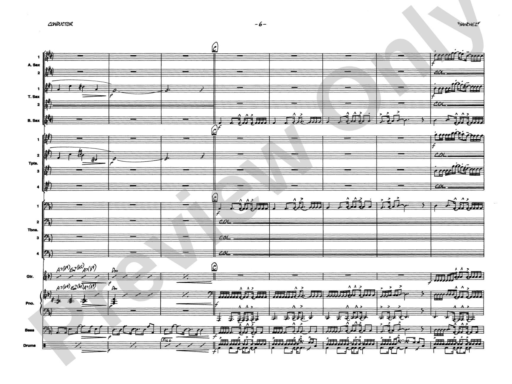 Children of Sanchez: Jazz Ensemble Conductor Score & Parts