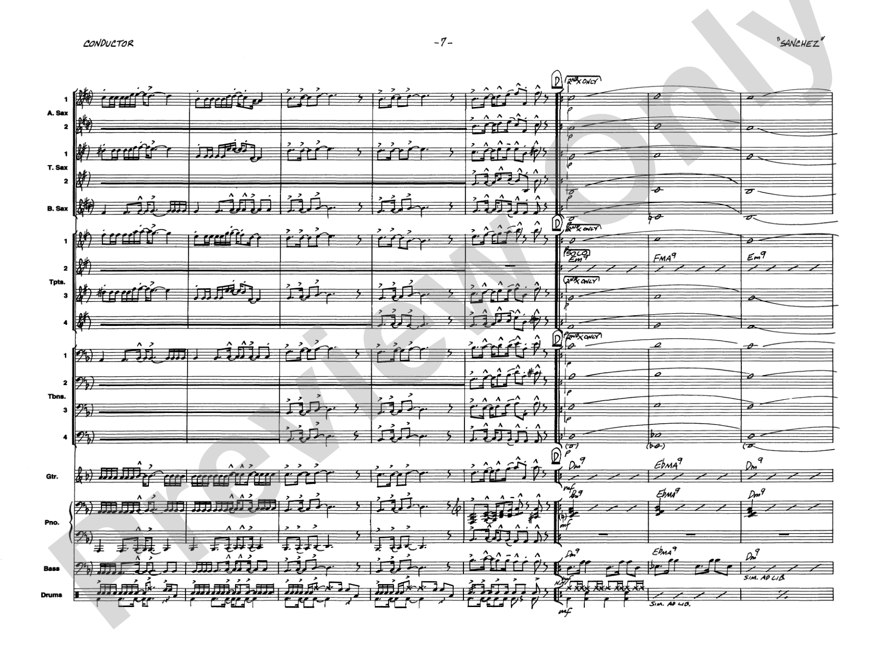 Children of Sanchez: Jazz Ensemble Conductor Score & Parts