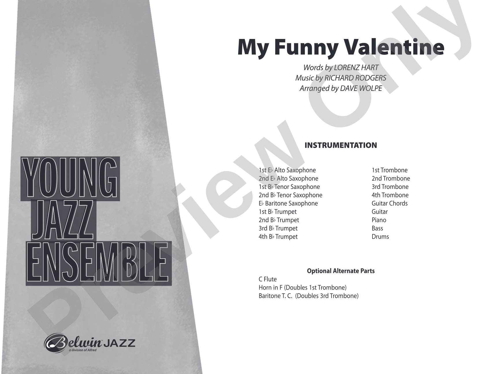 My Funny Valentine: Jazz Ensemble Conductor Score & Parts