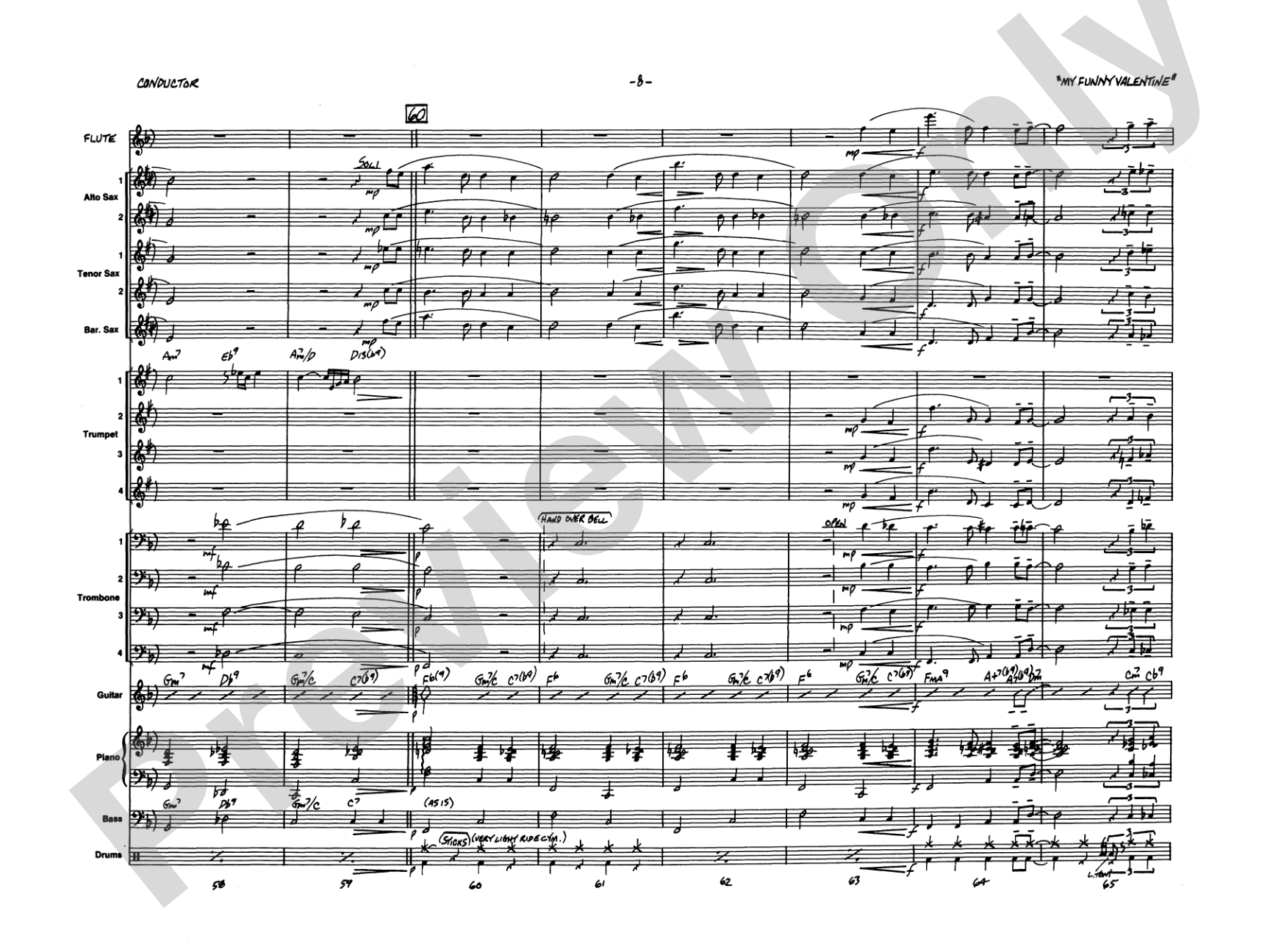 My Funny Valentine: Jazz Ensemble Conductor Score & Parts