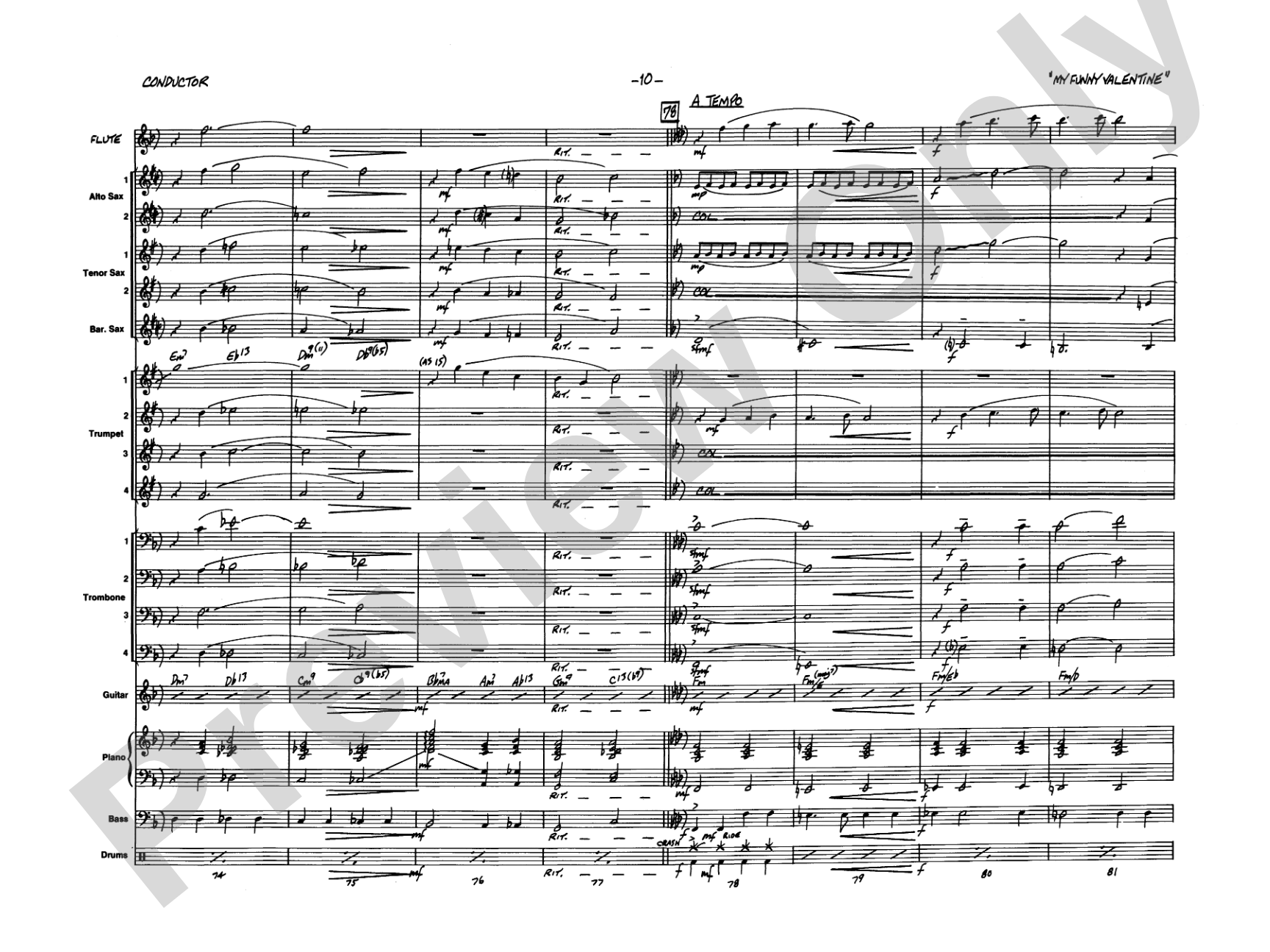 My Funny Valentine: Jazz Ensemble Conductor Score & Parts