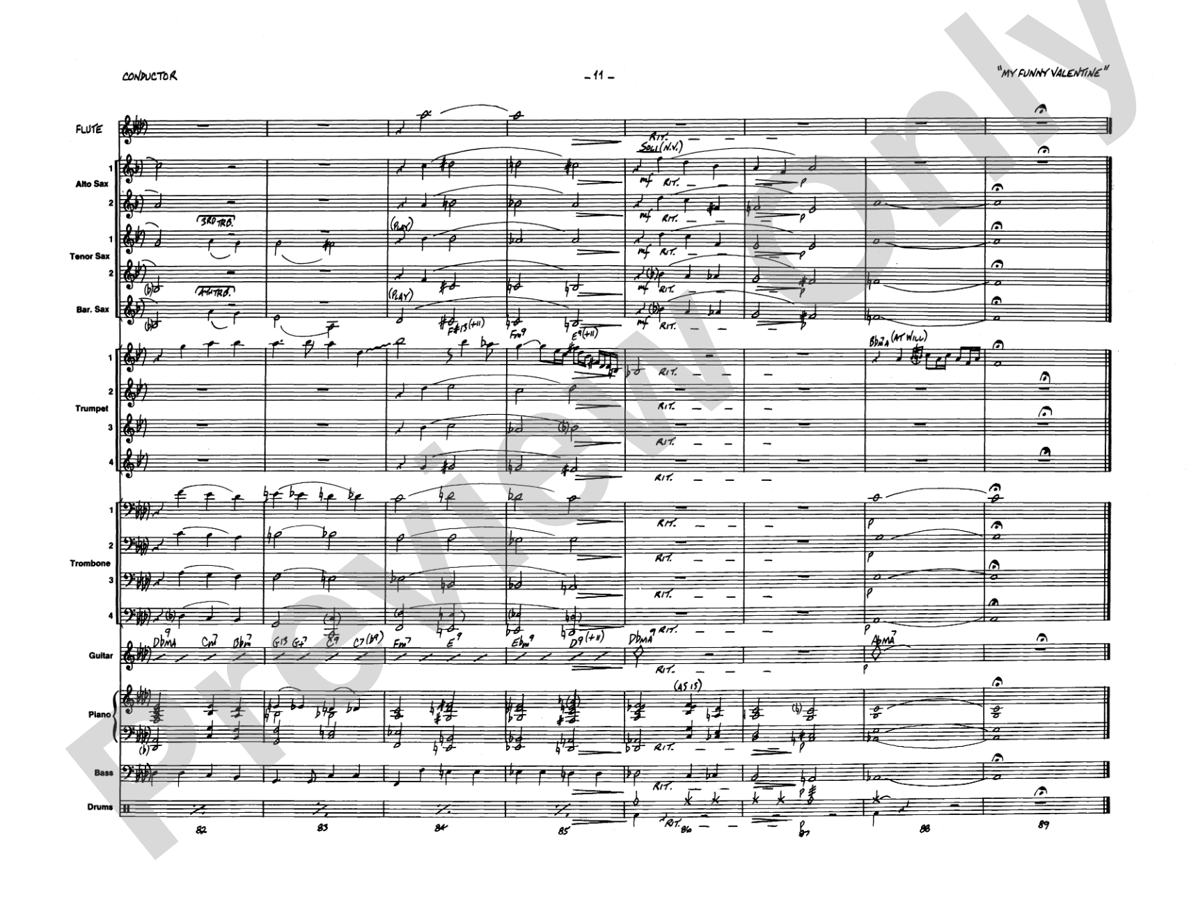 My Funny Valentine: Jazz Ensemble Conductor Score & Parts