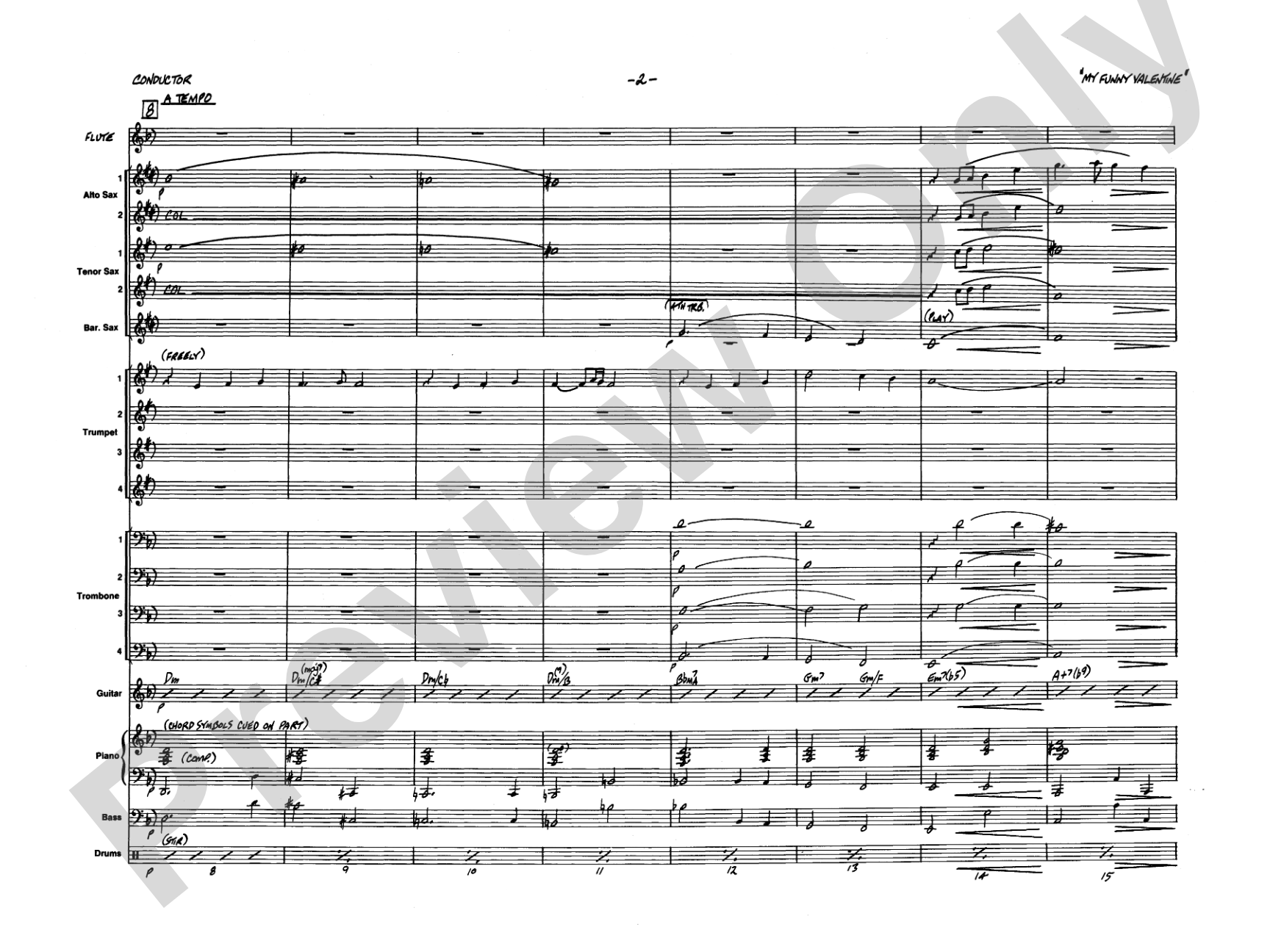 My Funny Valentine: Jazz Ensemble Conductor Score & Parts