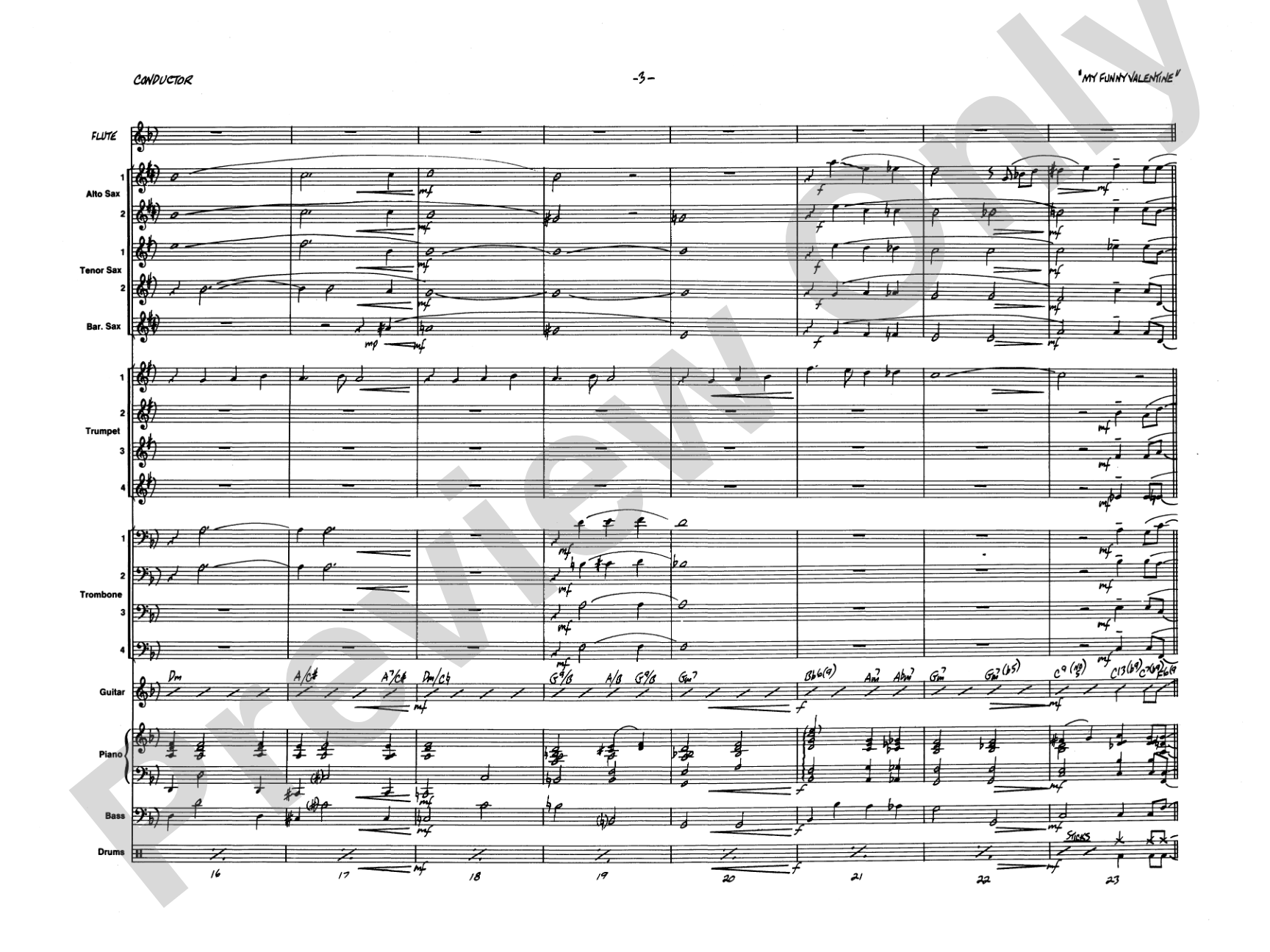 My Funny Valentine: Jazz Ensemble Conductor Score & Parts