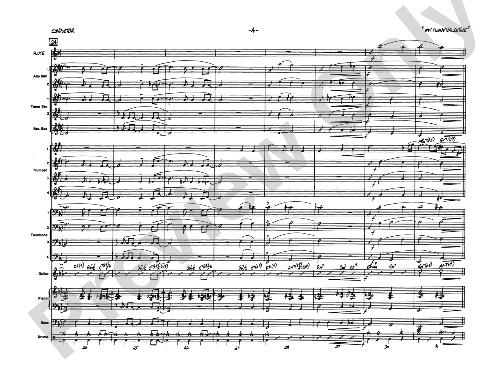 My Funny Valentine: Jazz Ensemble Conductor Score & Parts