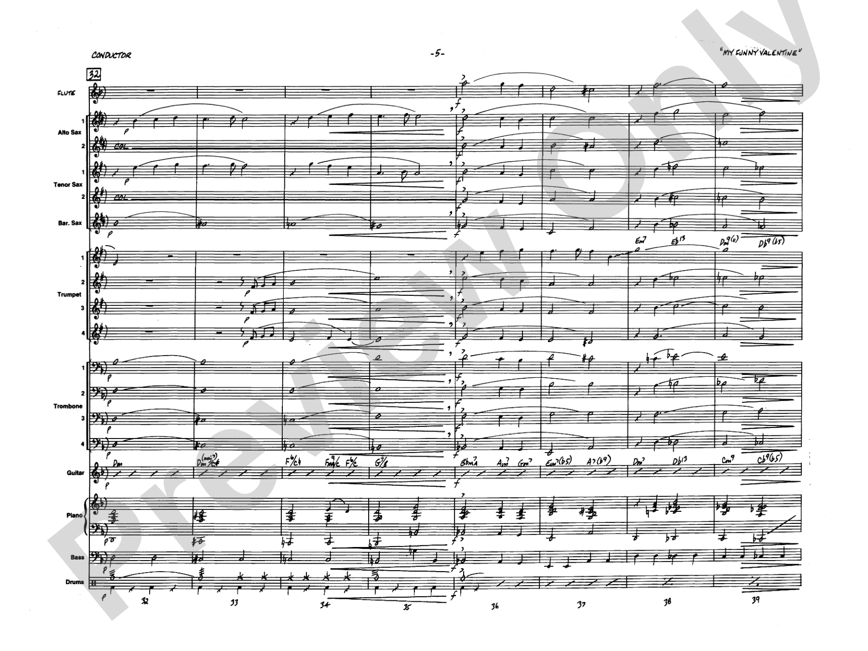 My Funny Valentine: Jazz Ensemble Conductor Score & Parts