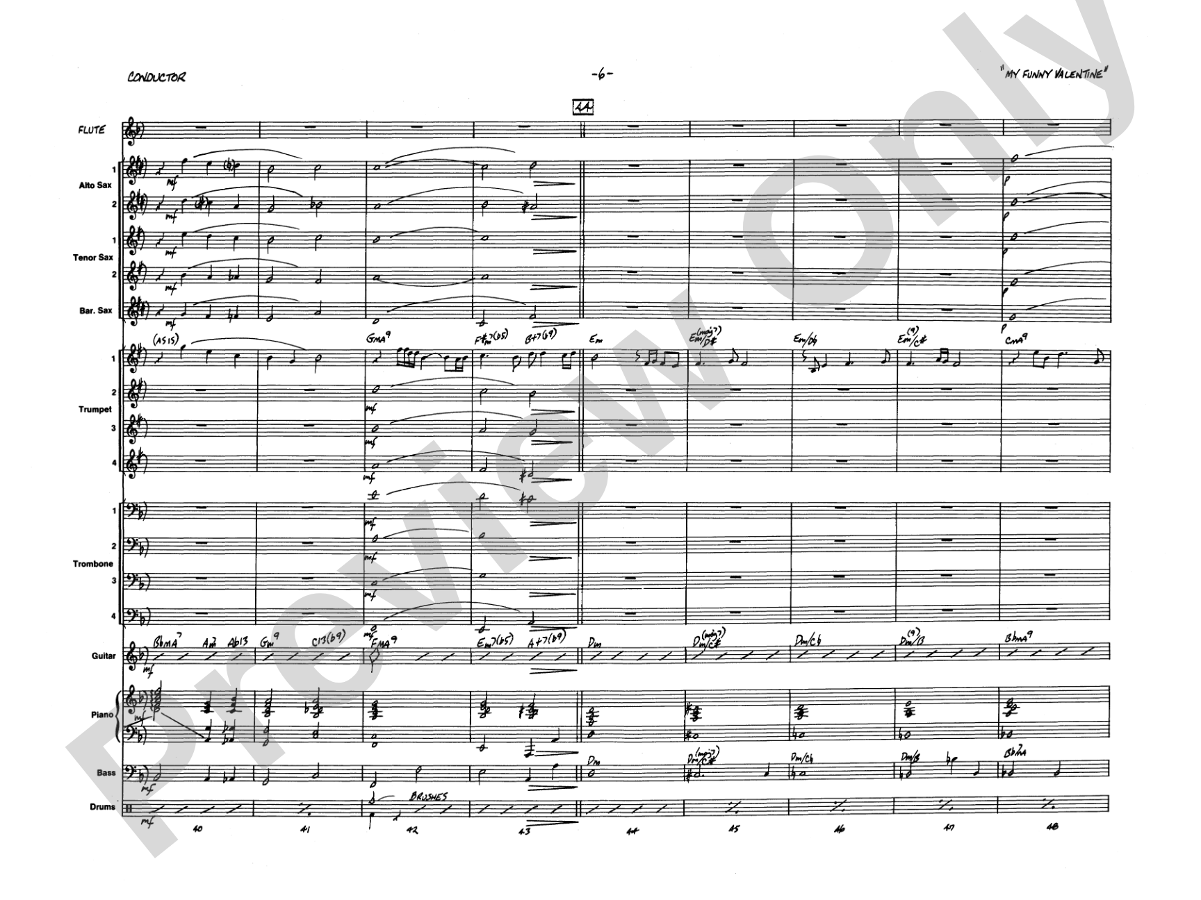 My Funny Valentine: Jazz Ensemble Conductor Score & Parts