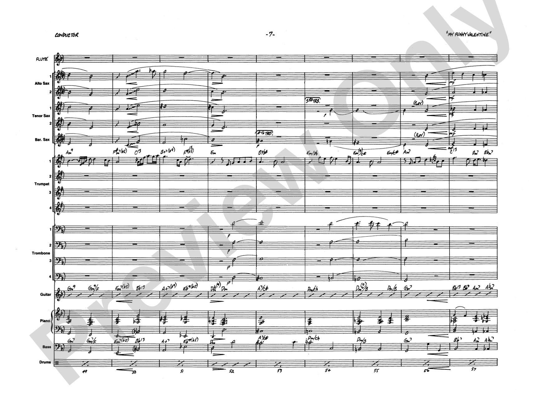 My Funny Valentine: Jazz Ensemble Conductor Score & Parts