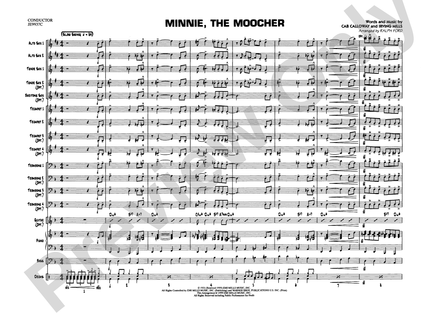 Minnie the Moocher: Score