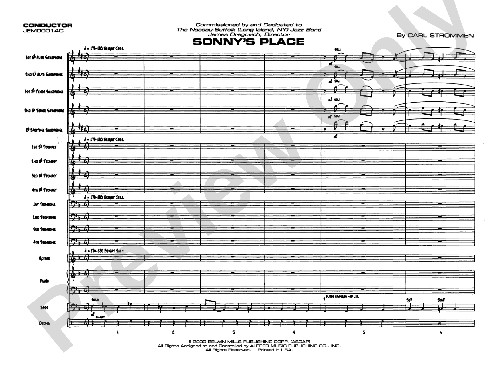 Sonny's Place: Jazz Ensemble Conductor Score & Parts