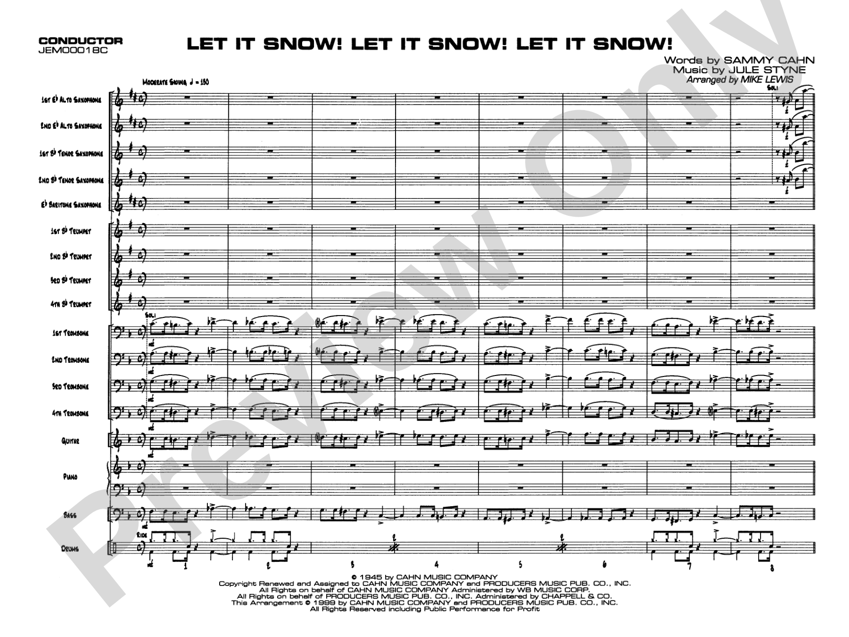 Let It Snow! Let It Snow! Let It Snow!: Jazz Ensemble Conductor Score & Parts