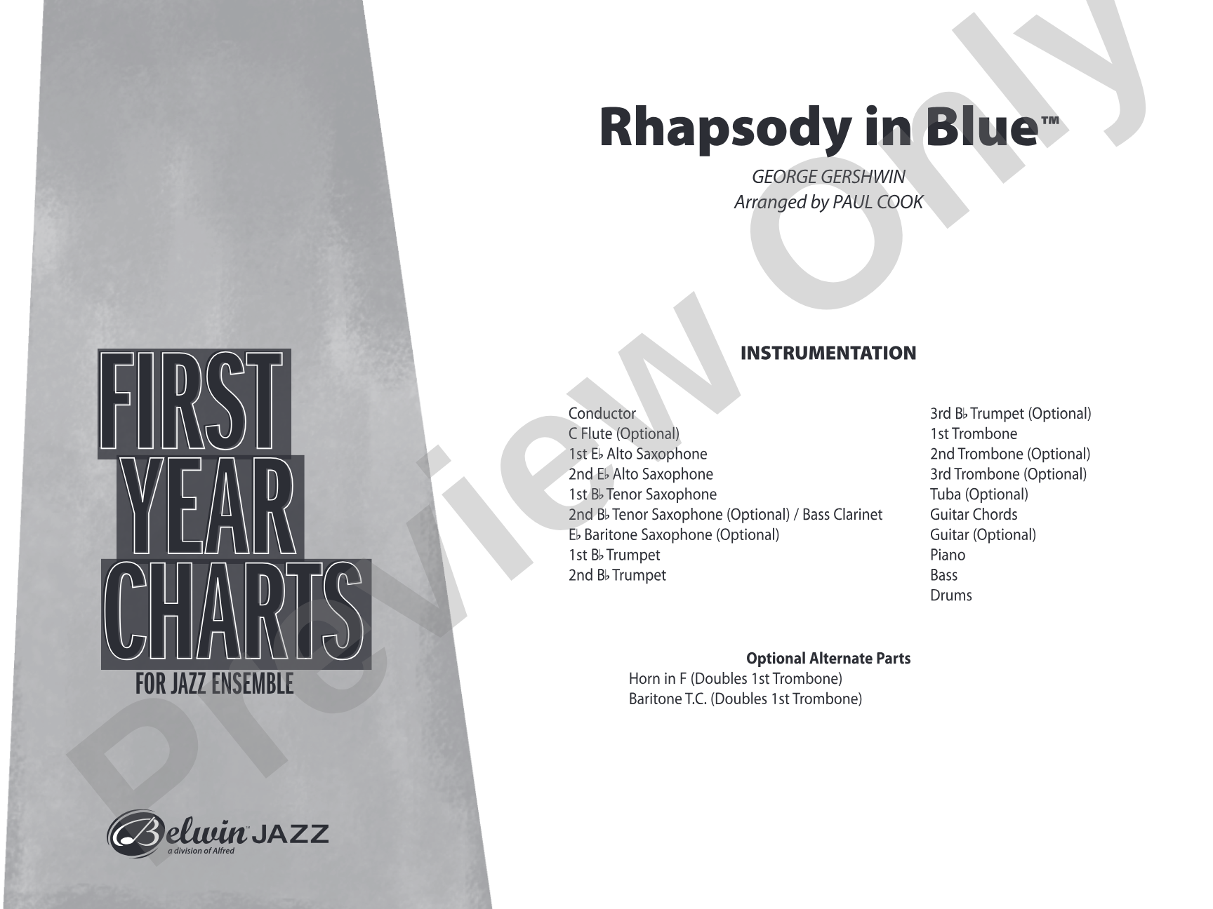 Rhapsody in Blue: Jazz Ensemble Conductor Score & Parts