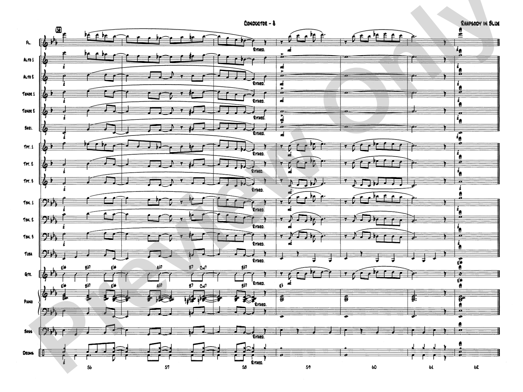 Rhapsody in Blue: Jazz Ensemble Conductor Score & Parts