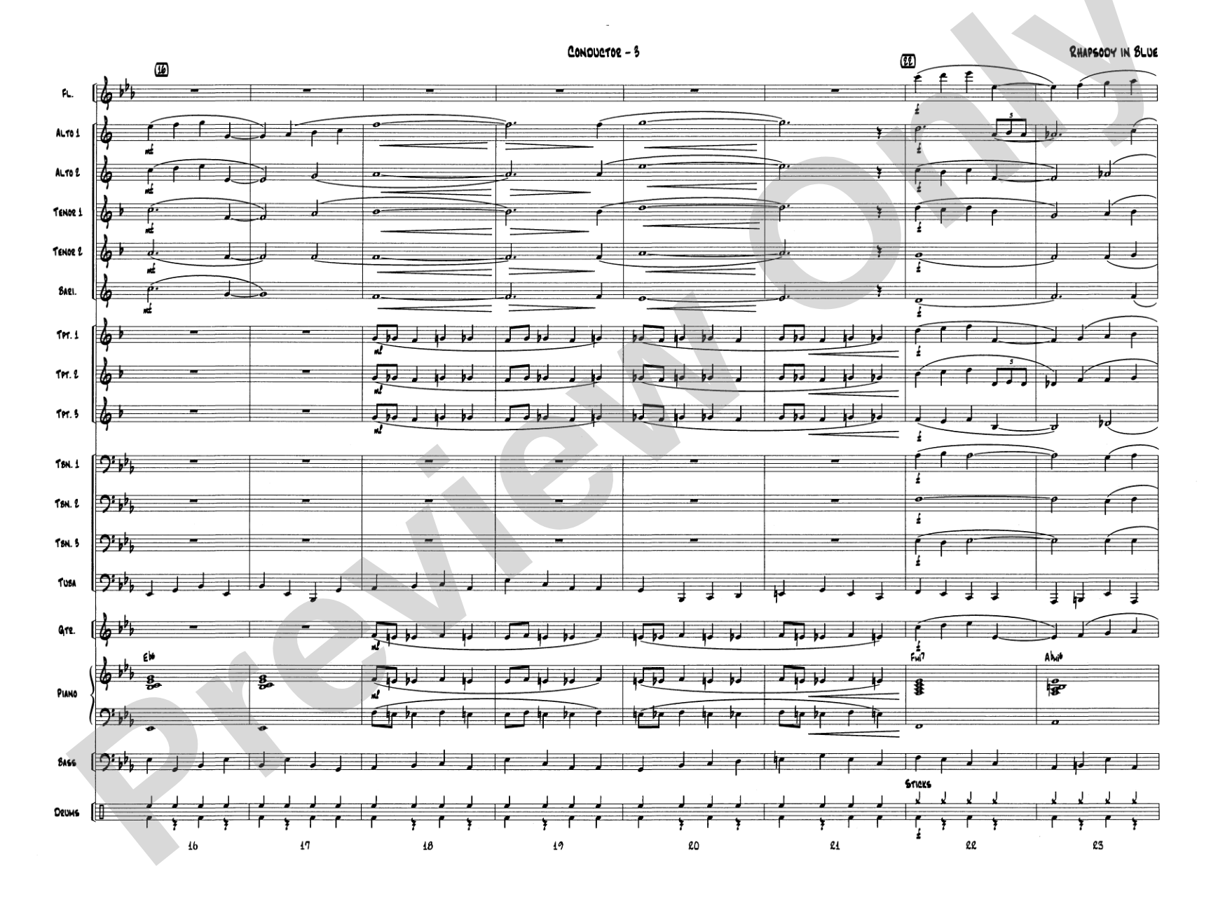 Rhapsody in Blue: Jazz Ensemble Conductor Score & Parts