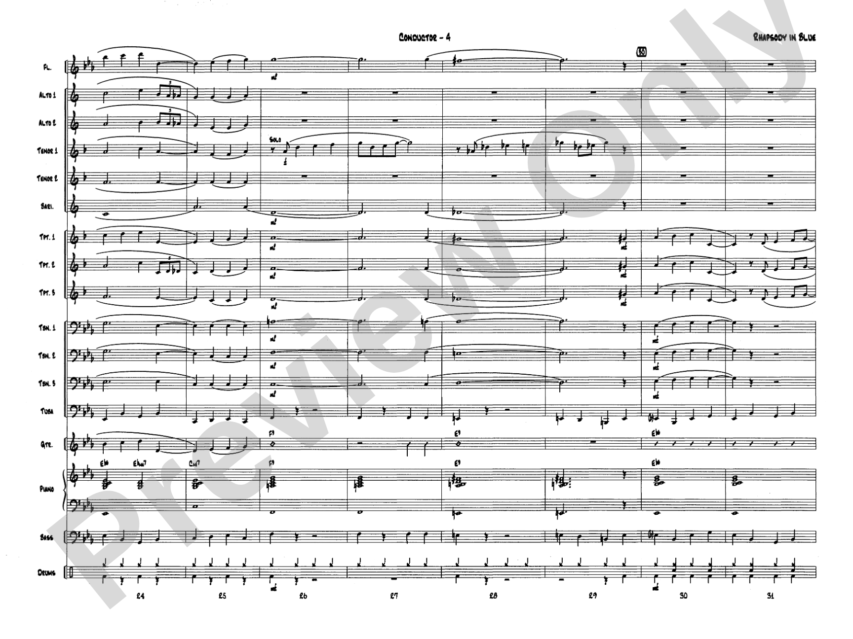 Rhapsody in Blue: Jazz Ensemble Conductor Score & Parts