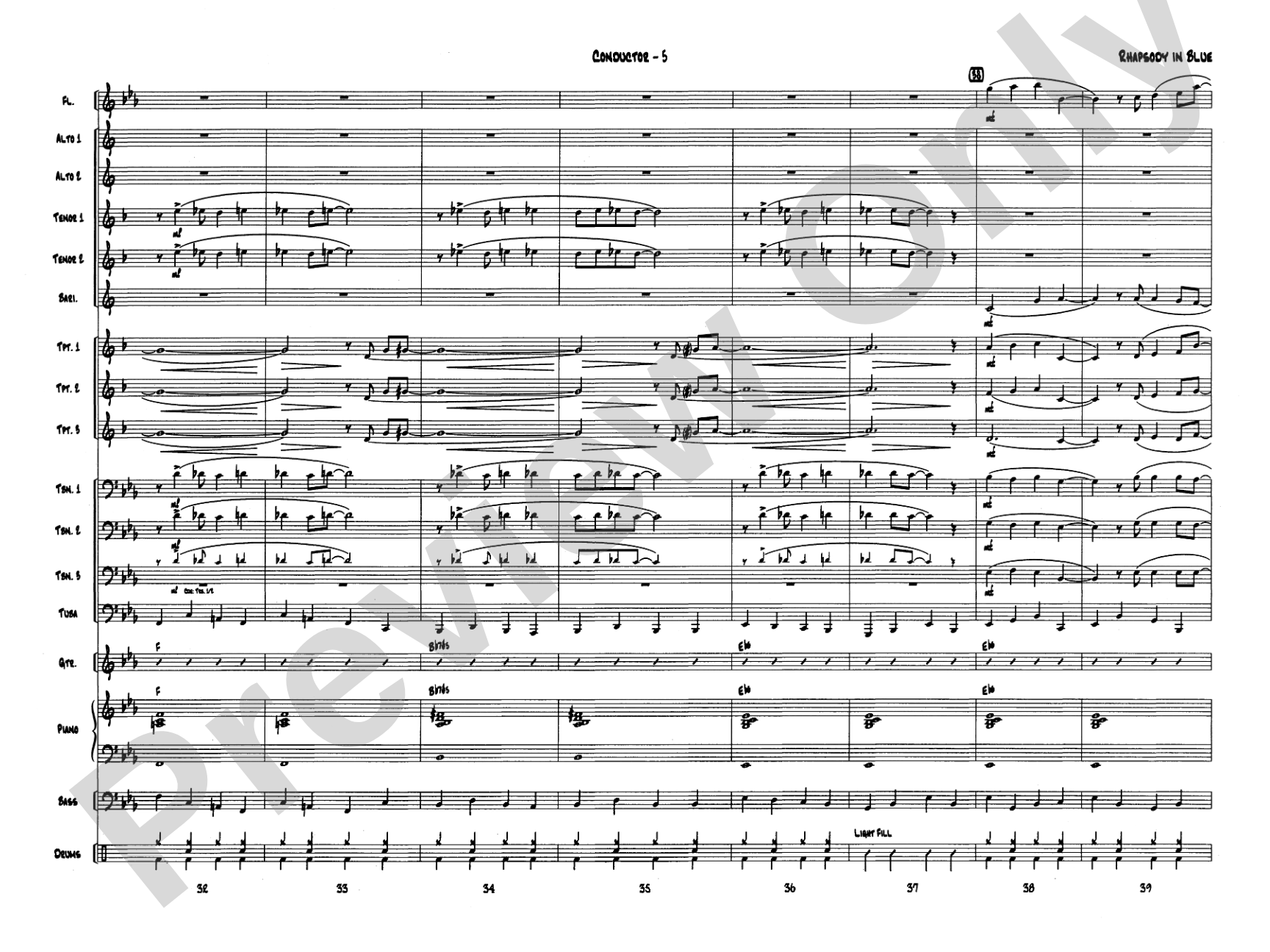 Rhapsody in Blue: Jazz Ensemble Conductor Score & Parts