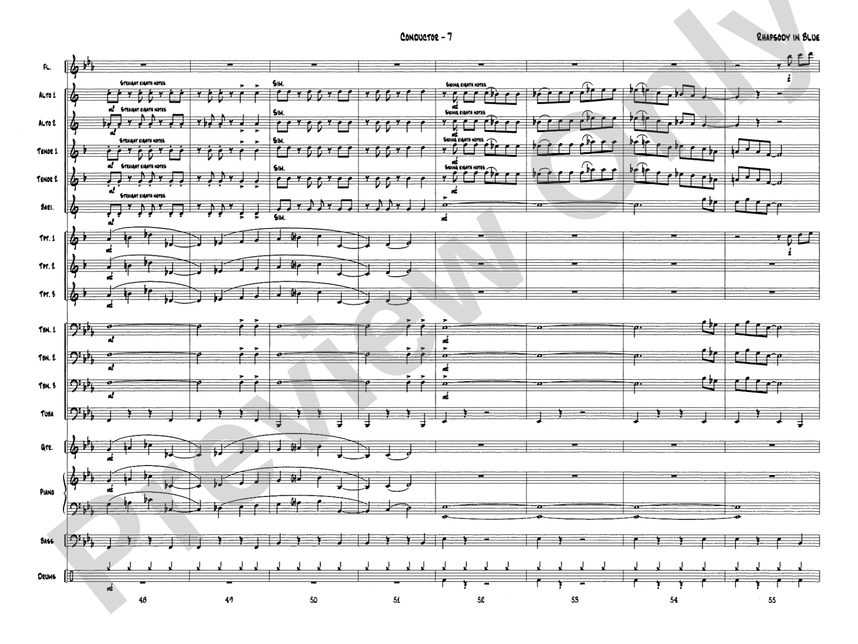 Rhapsody in Blue: Jazz Ensemble Conductor Score & Parts