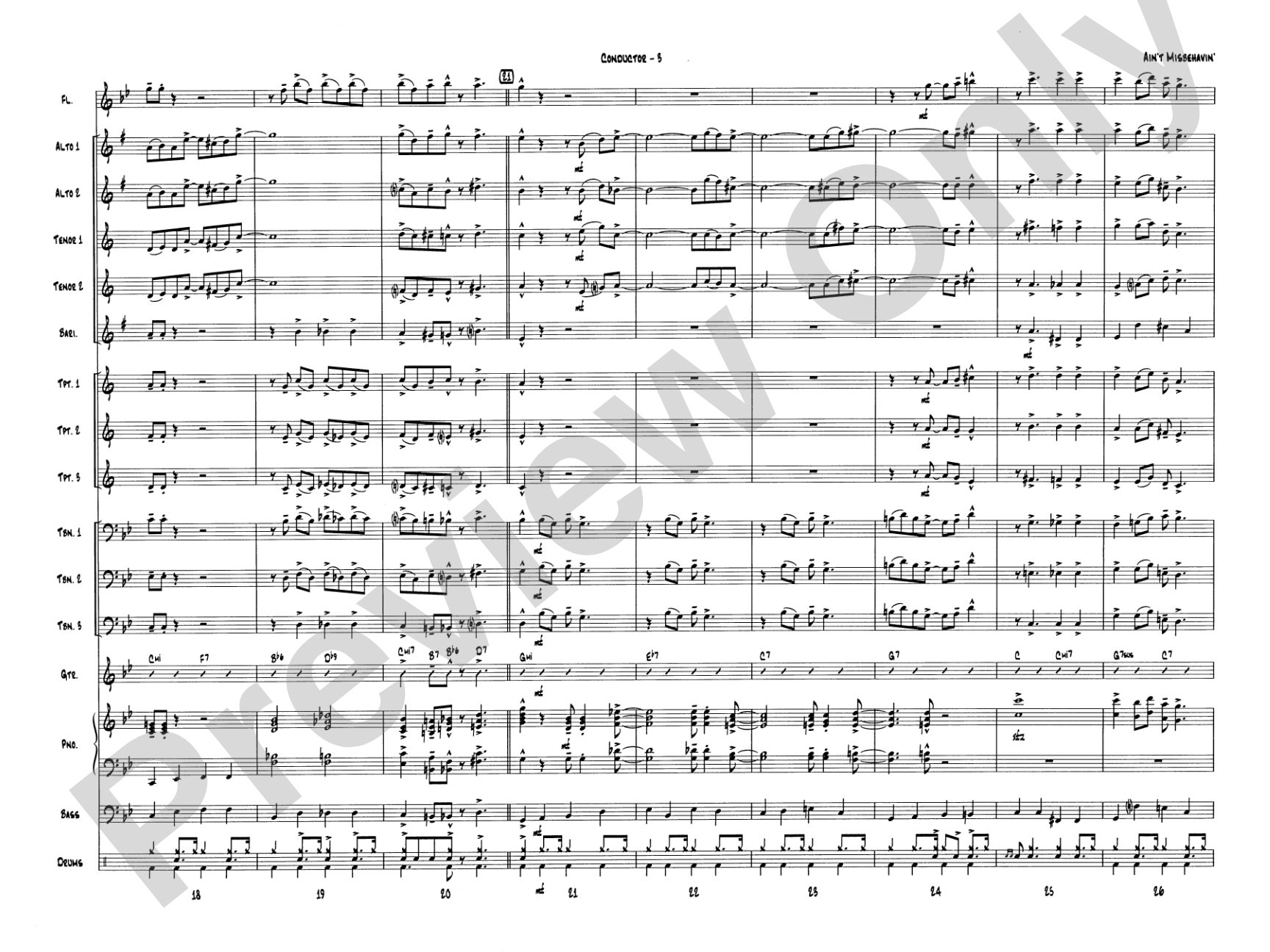 Ain't Misbehavin': Jazz Ensemble Conductor Score & Parts