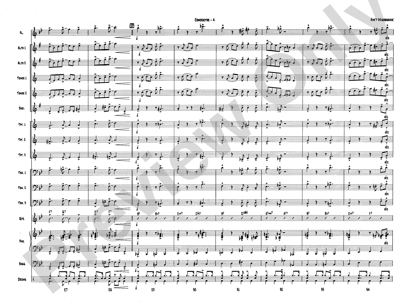 Ain't Misbehavin': Jazz Ensemble Conductor Score & Parts
