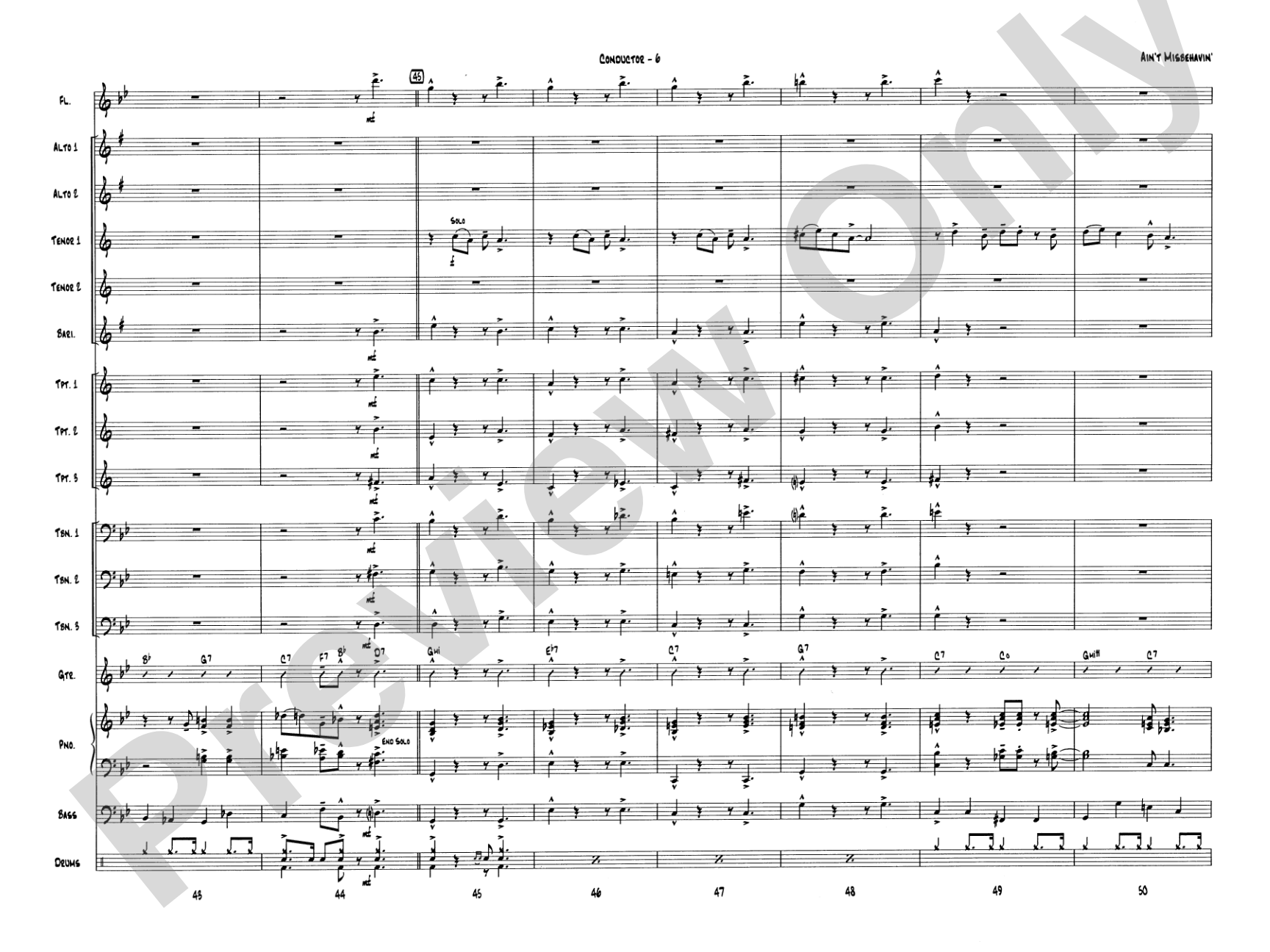 Ain't Misbehavin': Jazz Ensemble Conductor Score & Parts