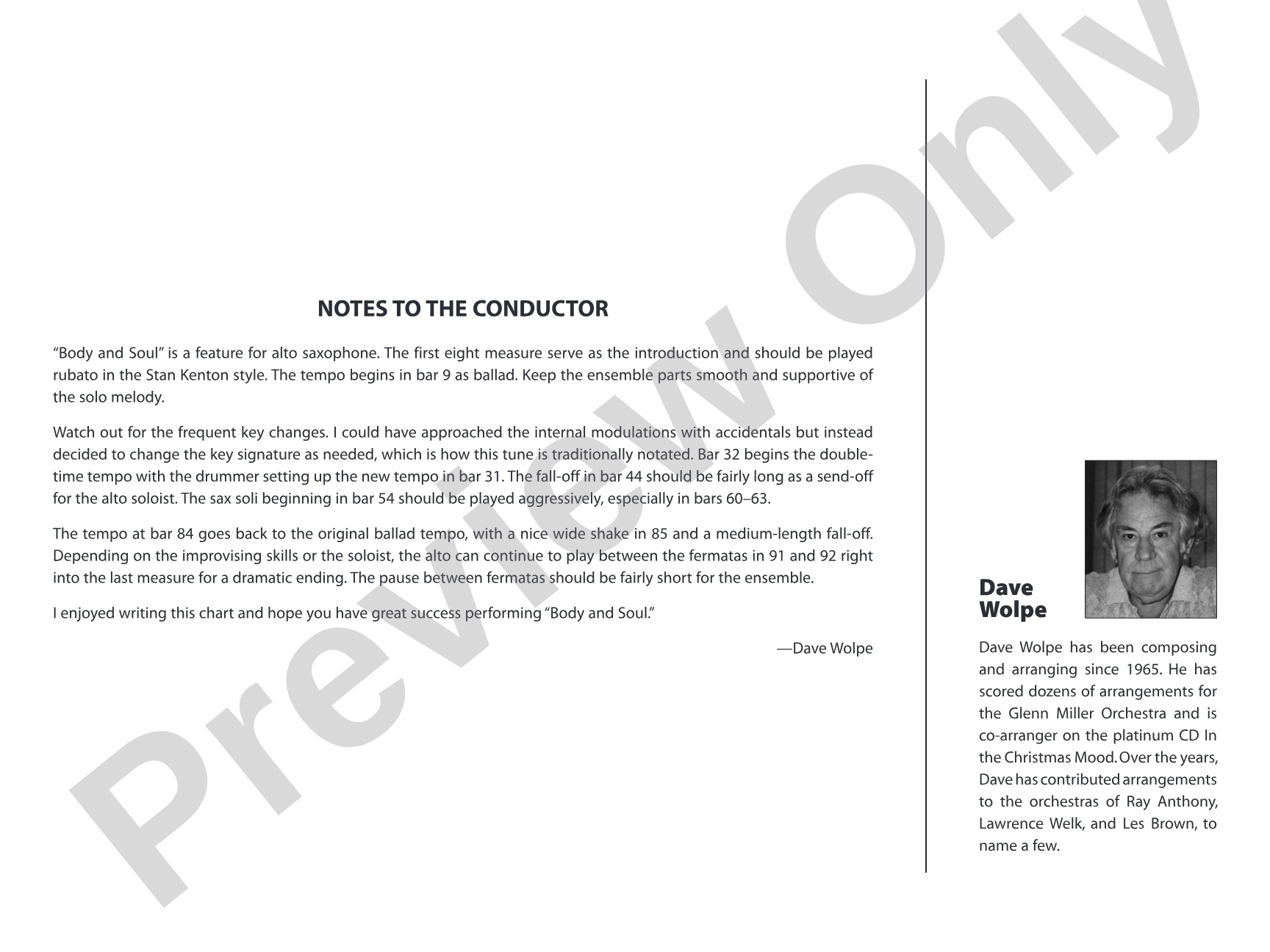 Body and Soul: Jazz Ensemble Conductor Score & Parts