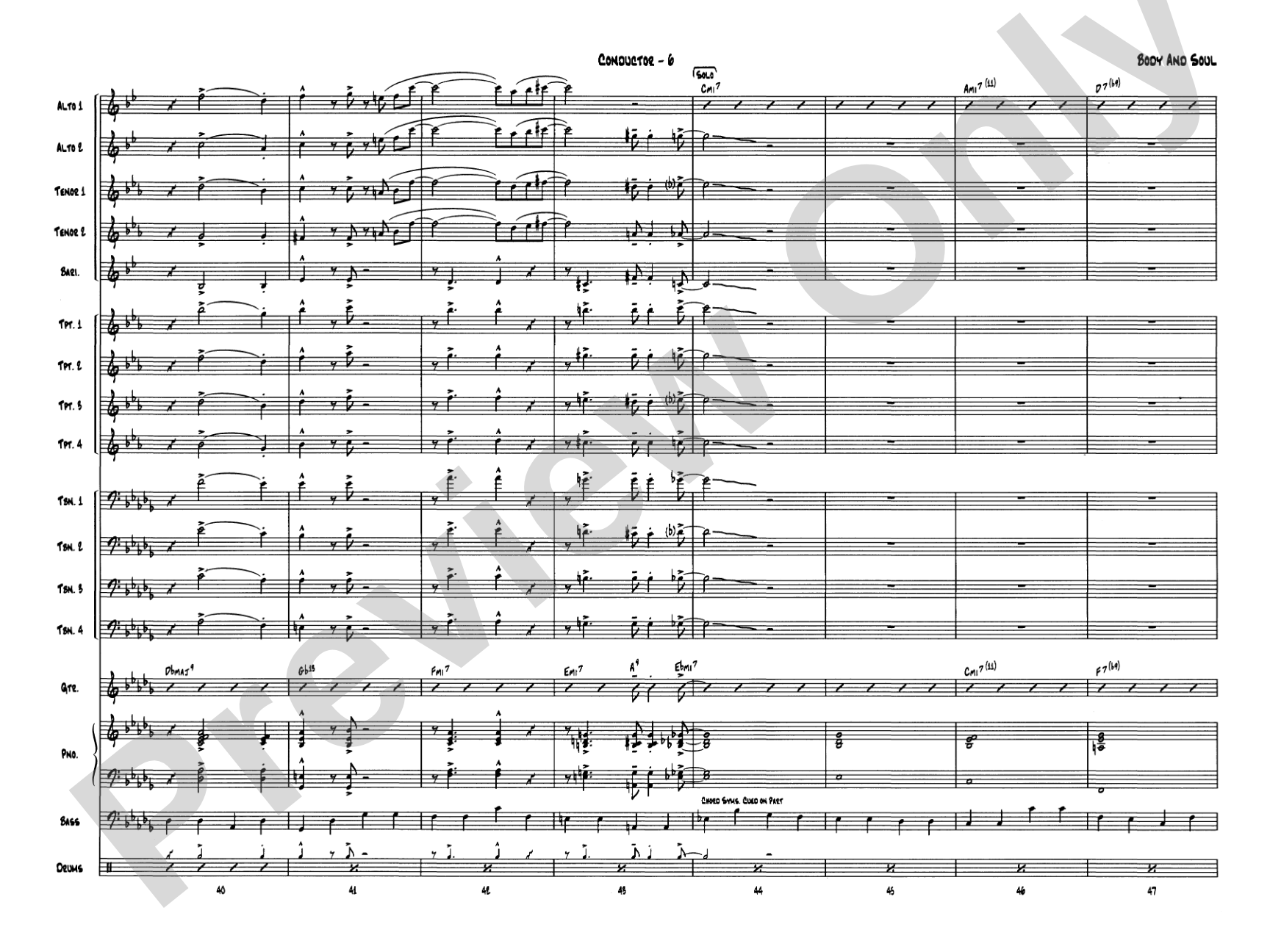 Body and Soul: Jazz Ensemble Conductor Score & Parts