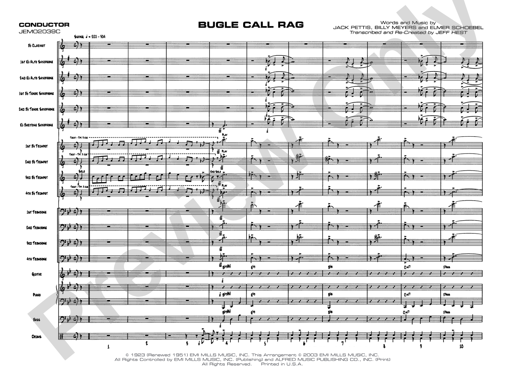 Bugle Call Rag: Jazz Ensemble Conductor Score & Parts
