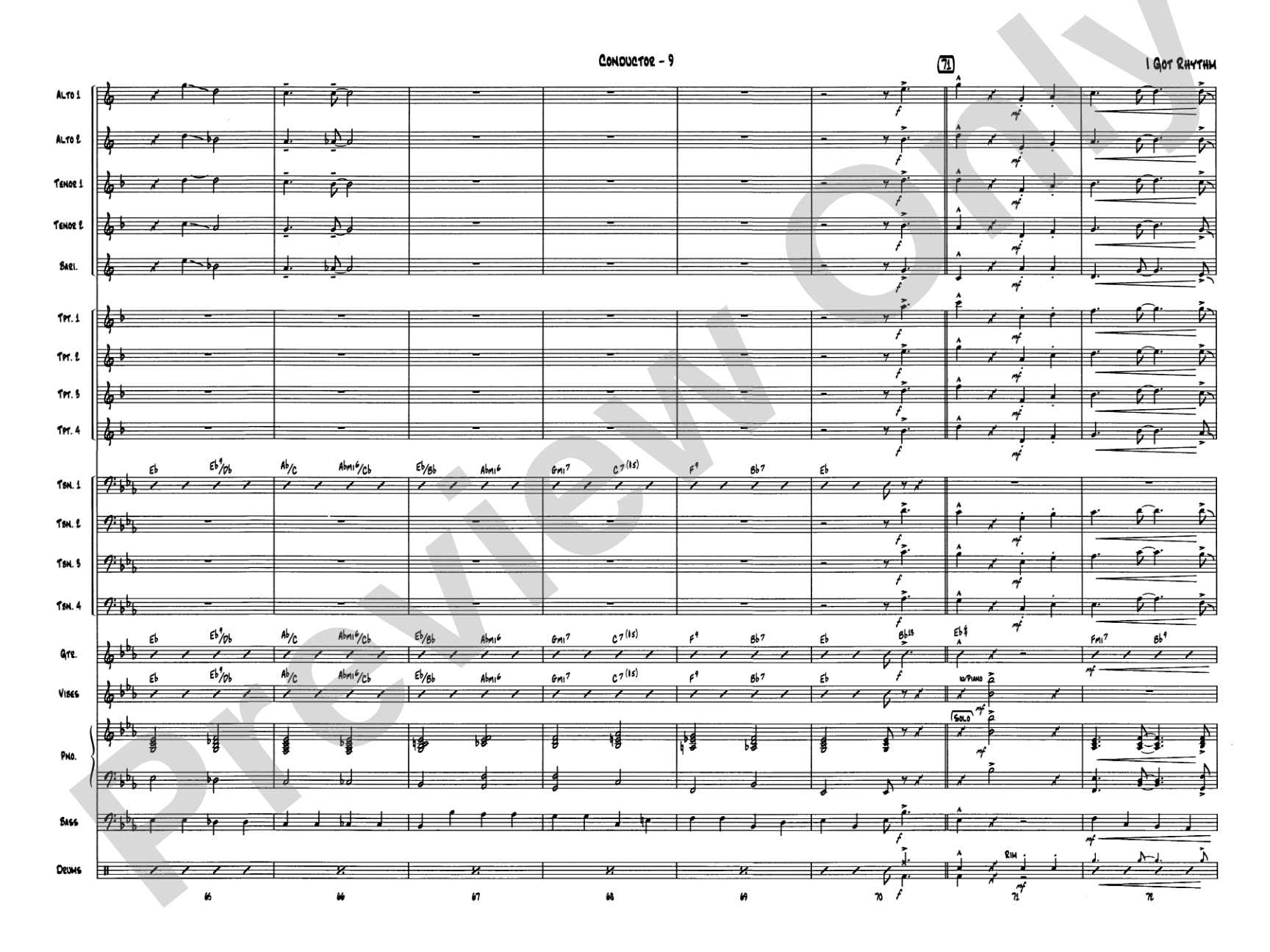 I Got Rhythm: Jazz Ensemble Conductor Score & Parts