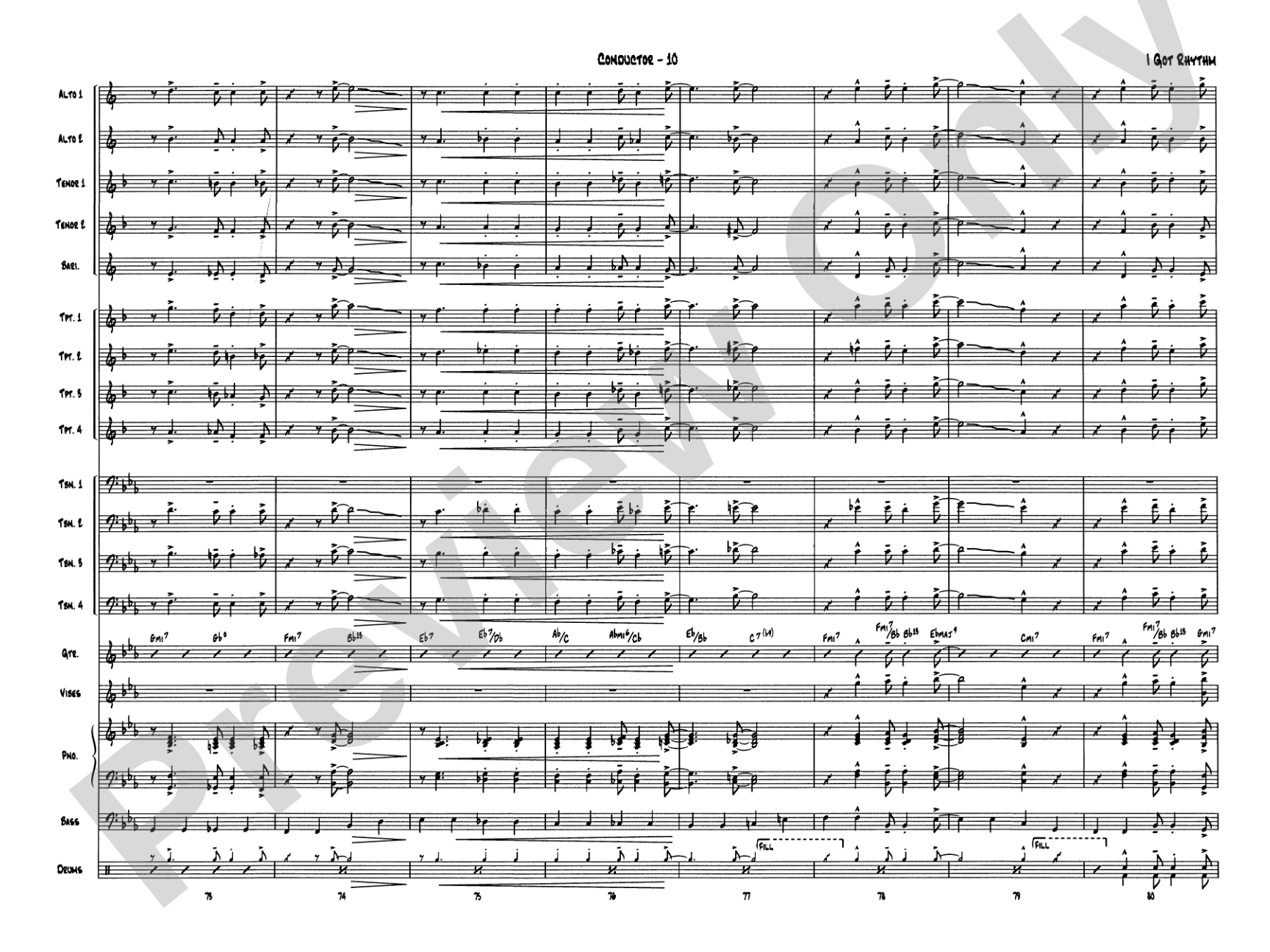 I Got Rhythm: Jazz Ensemble Conductor Score & Parts