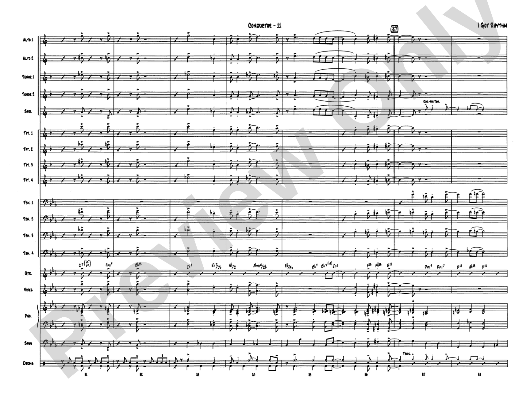 I Got Rhythm: Jazz Ensemble Conductor Score & Parts