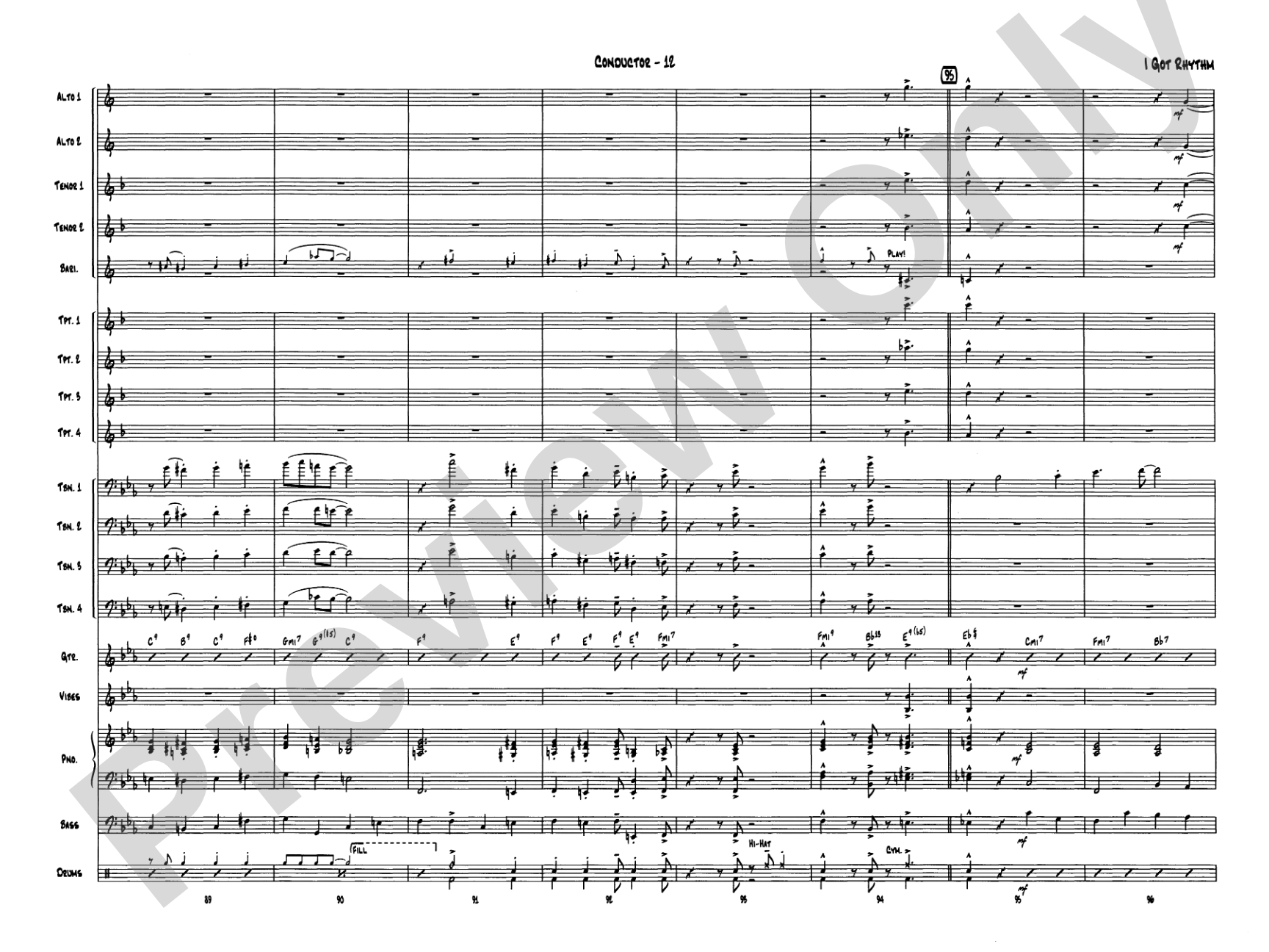 I Got Rhythm: Jazz Ensemble Conductor Score & Parts