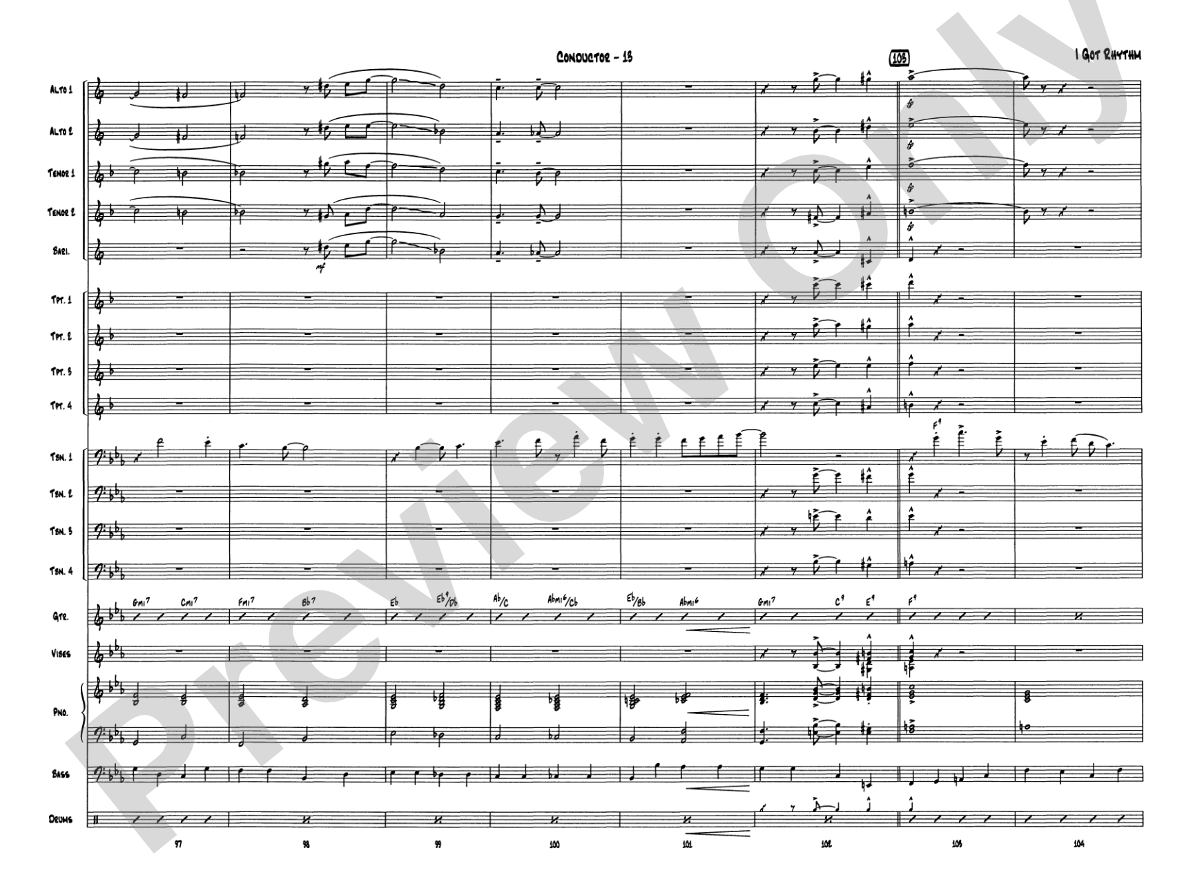 I Got Rhythm: Jazz Ensemble Conductor Score & Parts