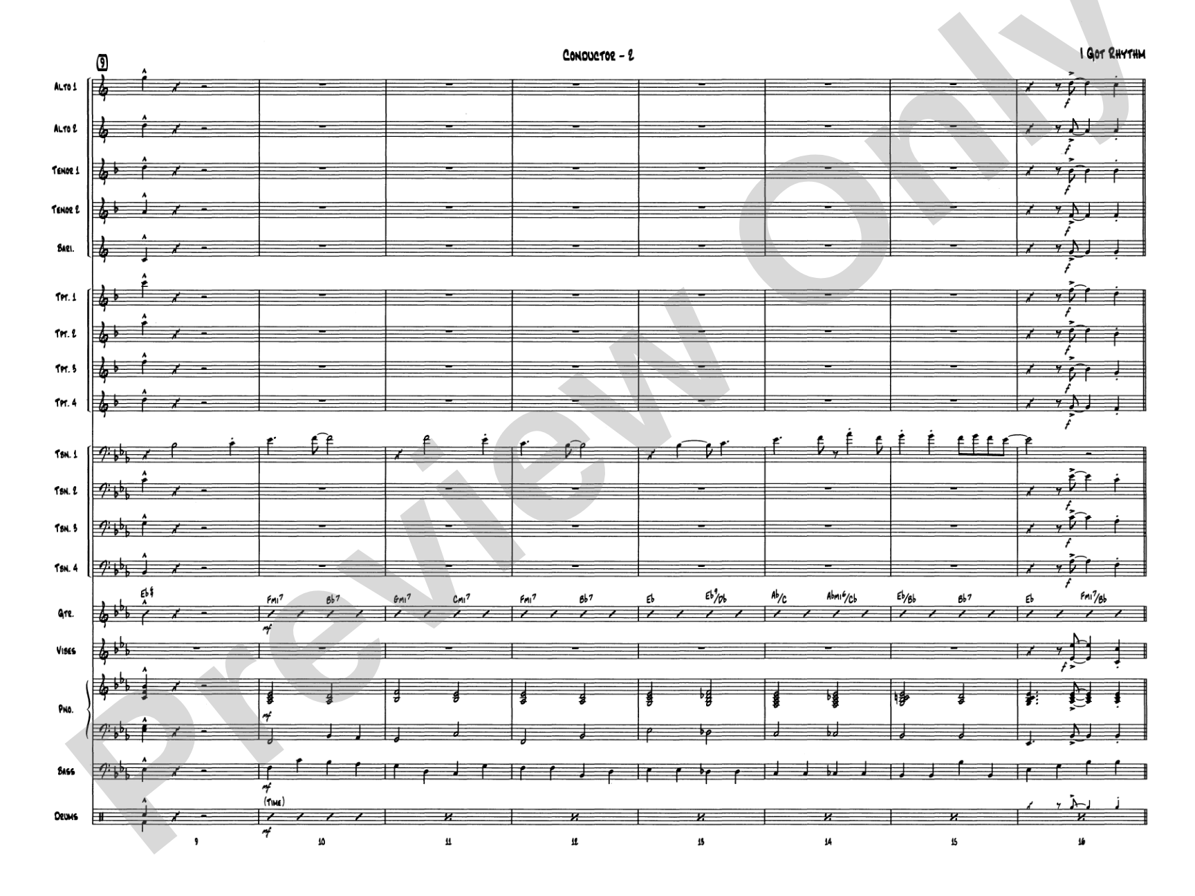 I Got Rhythm: Jazz Ensemble Conductor Score & Parts