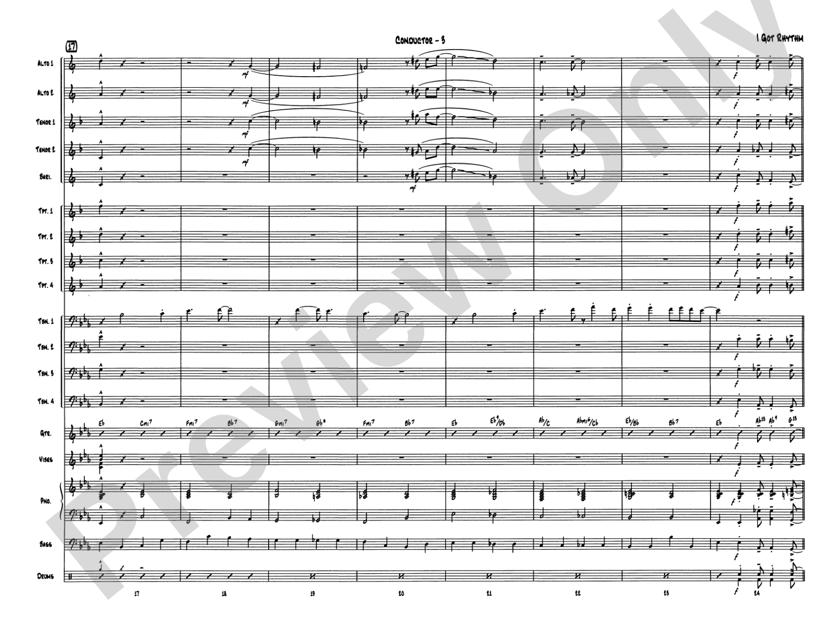 I Got Rhythm: Jazz Ensemble Conductor Score & Parts