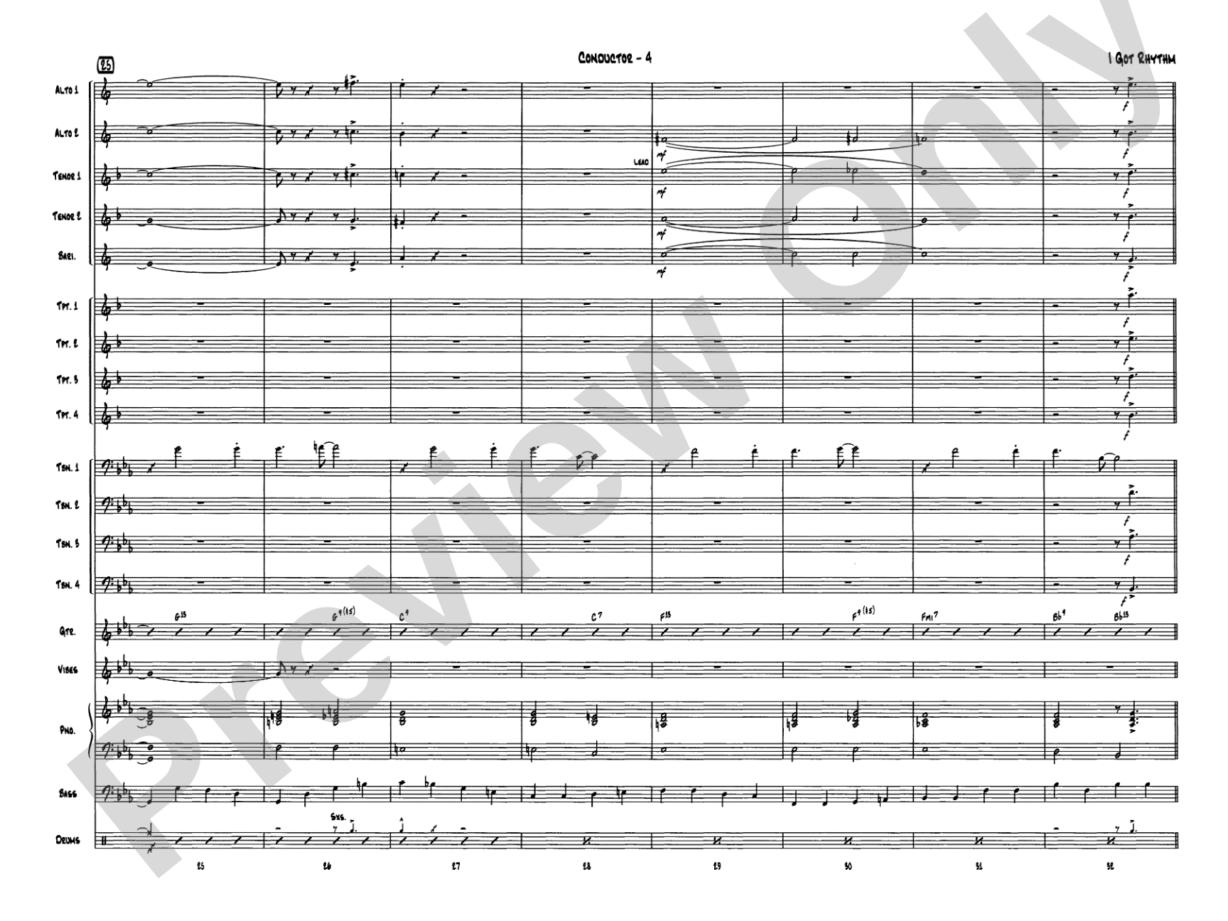 I Got Rhythm: Jazz Ensemble Conductor Score & Parts